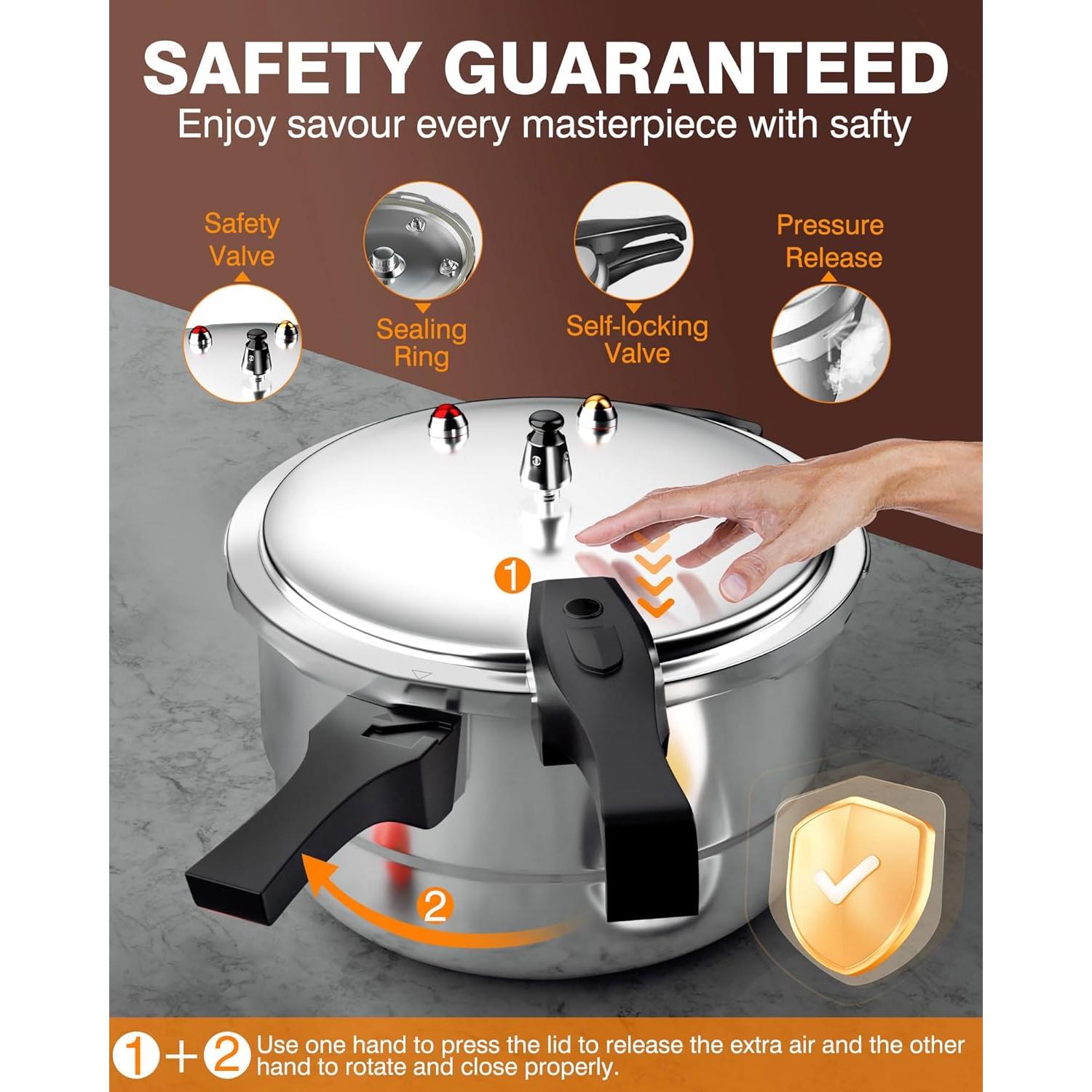 Olla a presión de aluminio WantJoin 4QT 3.79L con seguridad