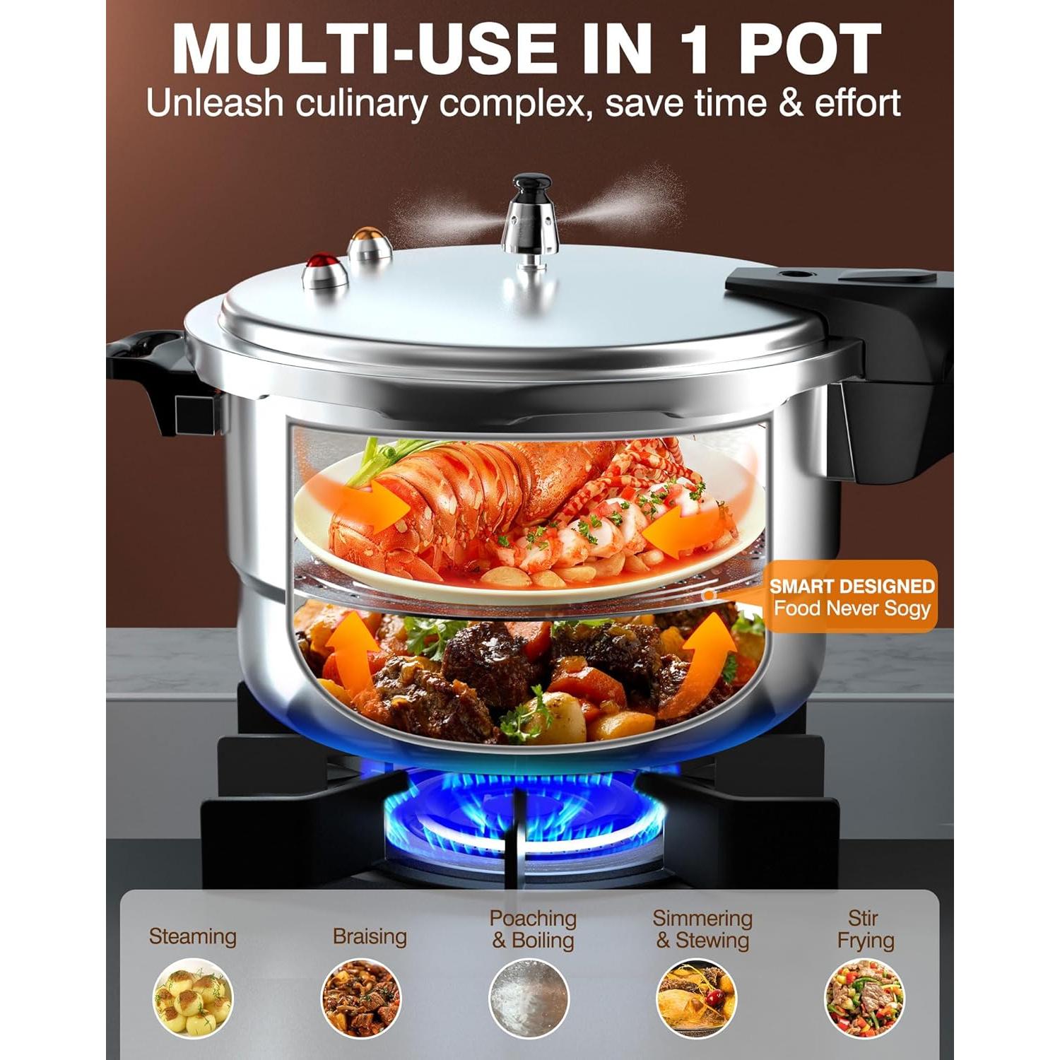 Olla a presión de aluminio WantJoin 4QT 3.79L con seguridad