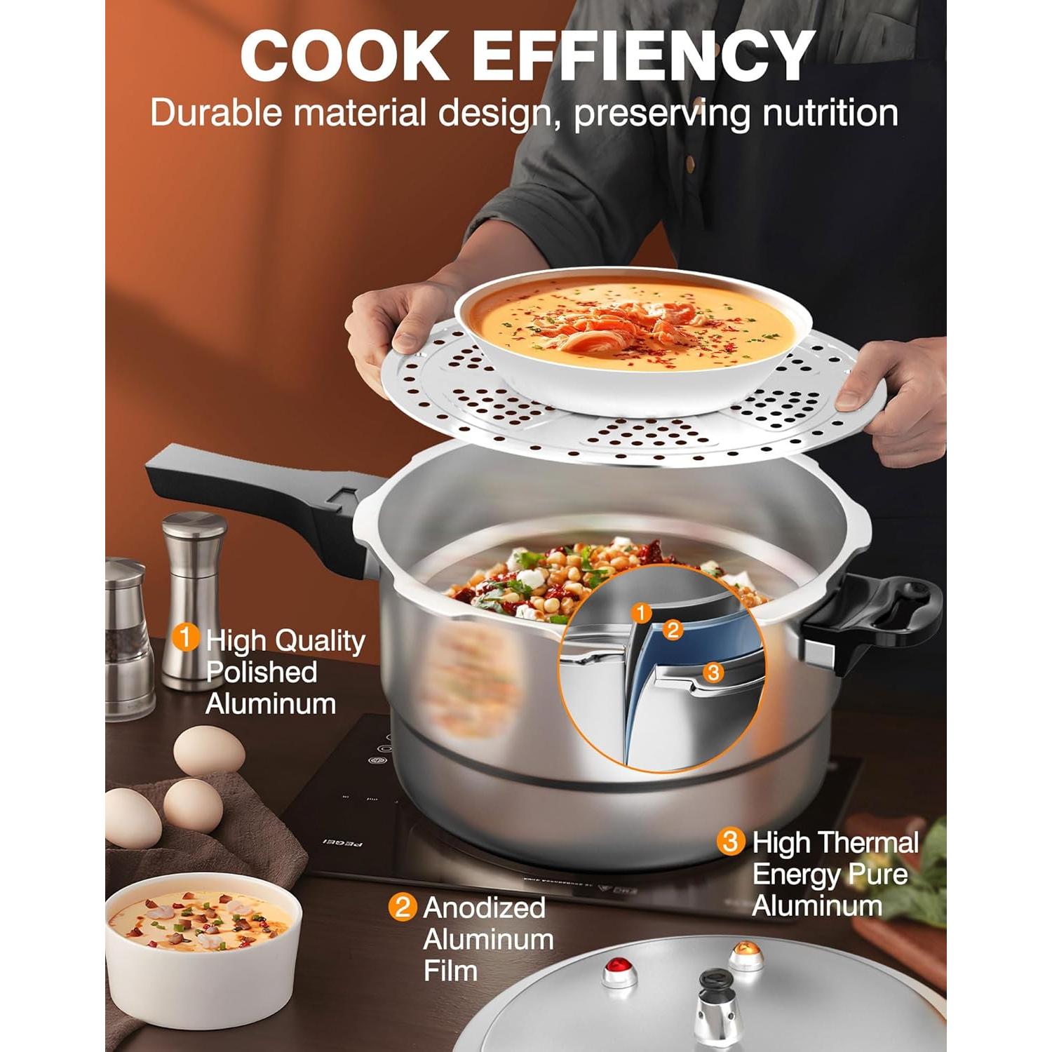 Olla a presión de aluminio WantJoin 4QT 3.79L con seguridad