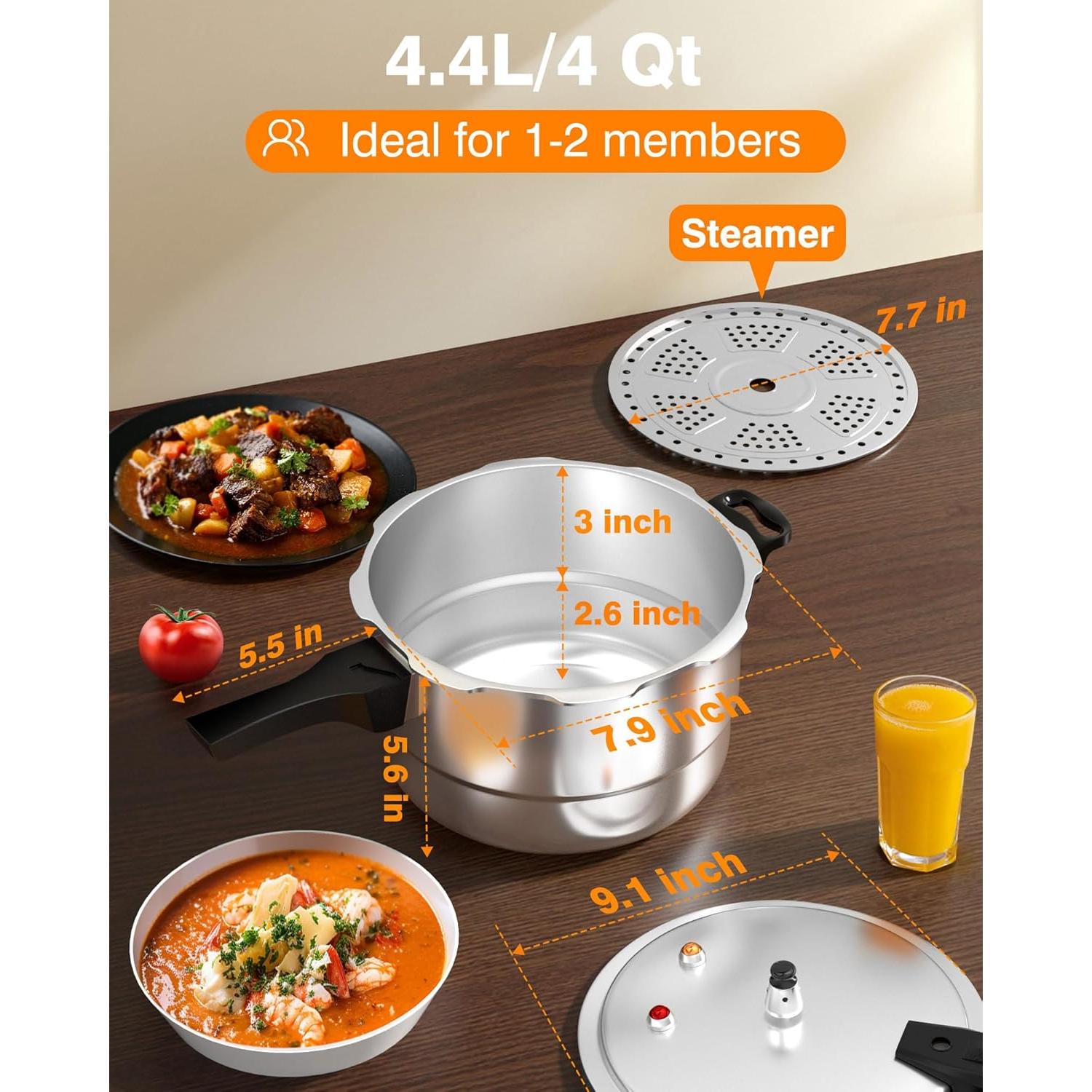 Olla a presión de aluminio WantJoin 4QT 3.79L con seguridad