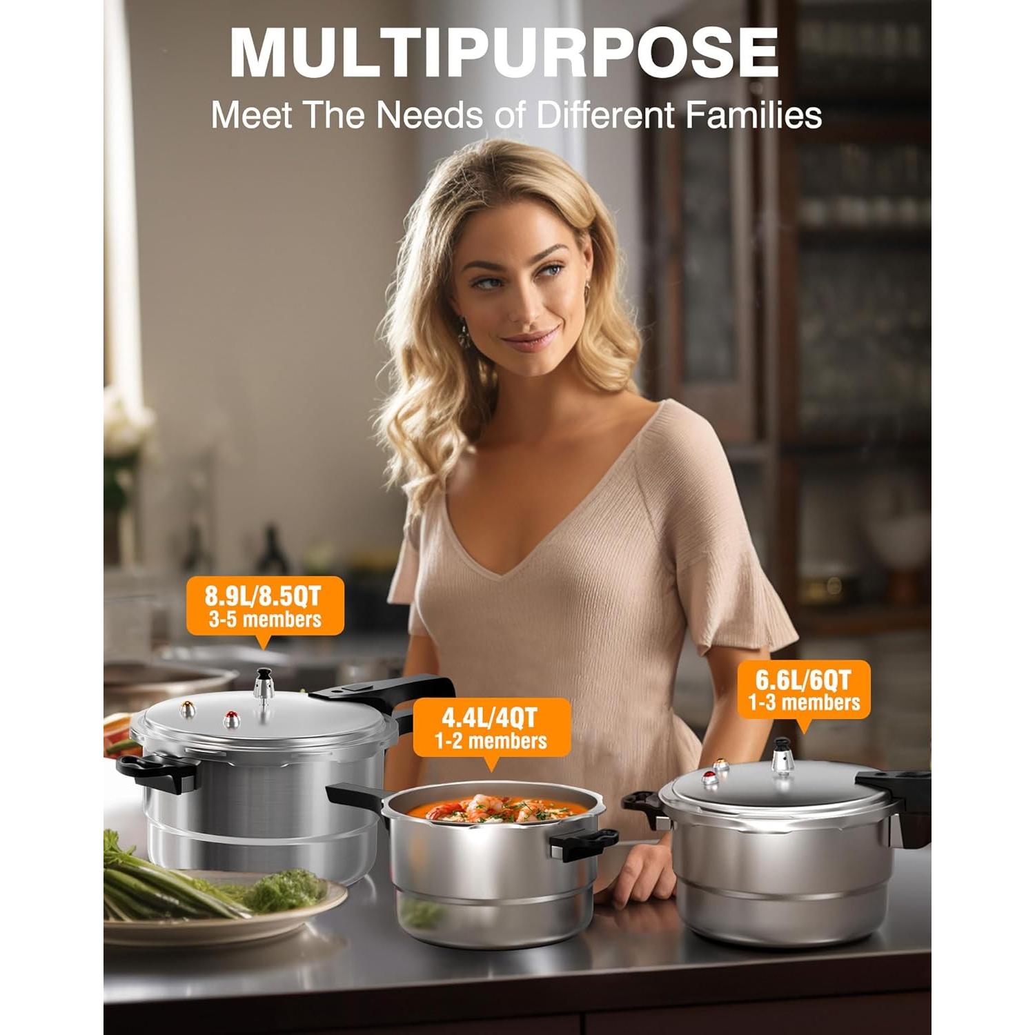 Olla a presión de aluminio WantJoin 4QT 3.79L con seguridad