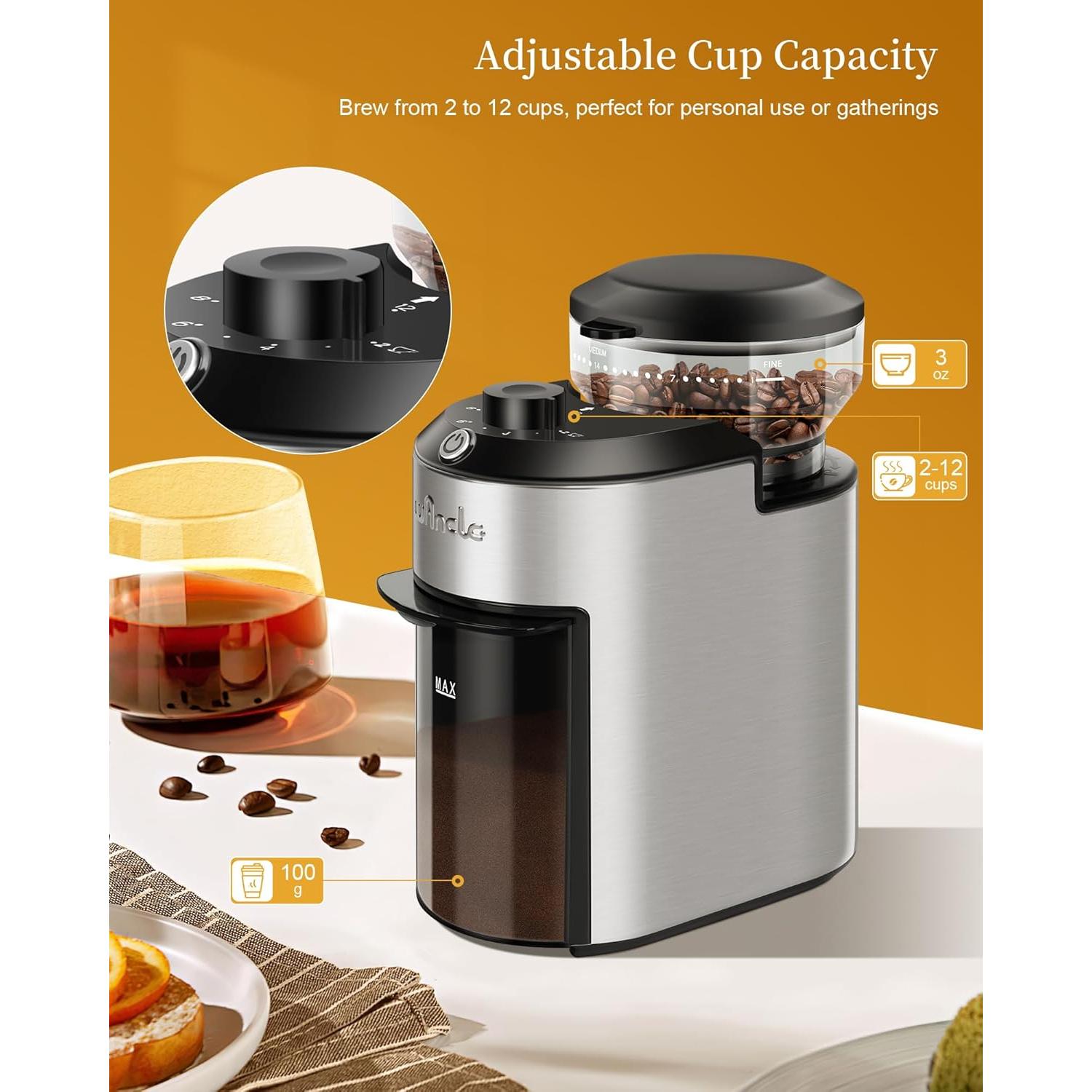 Molinillo de Café Eléctrico Wancle CBG-8003 28 Niveles 2-12 Tazas