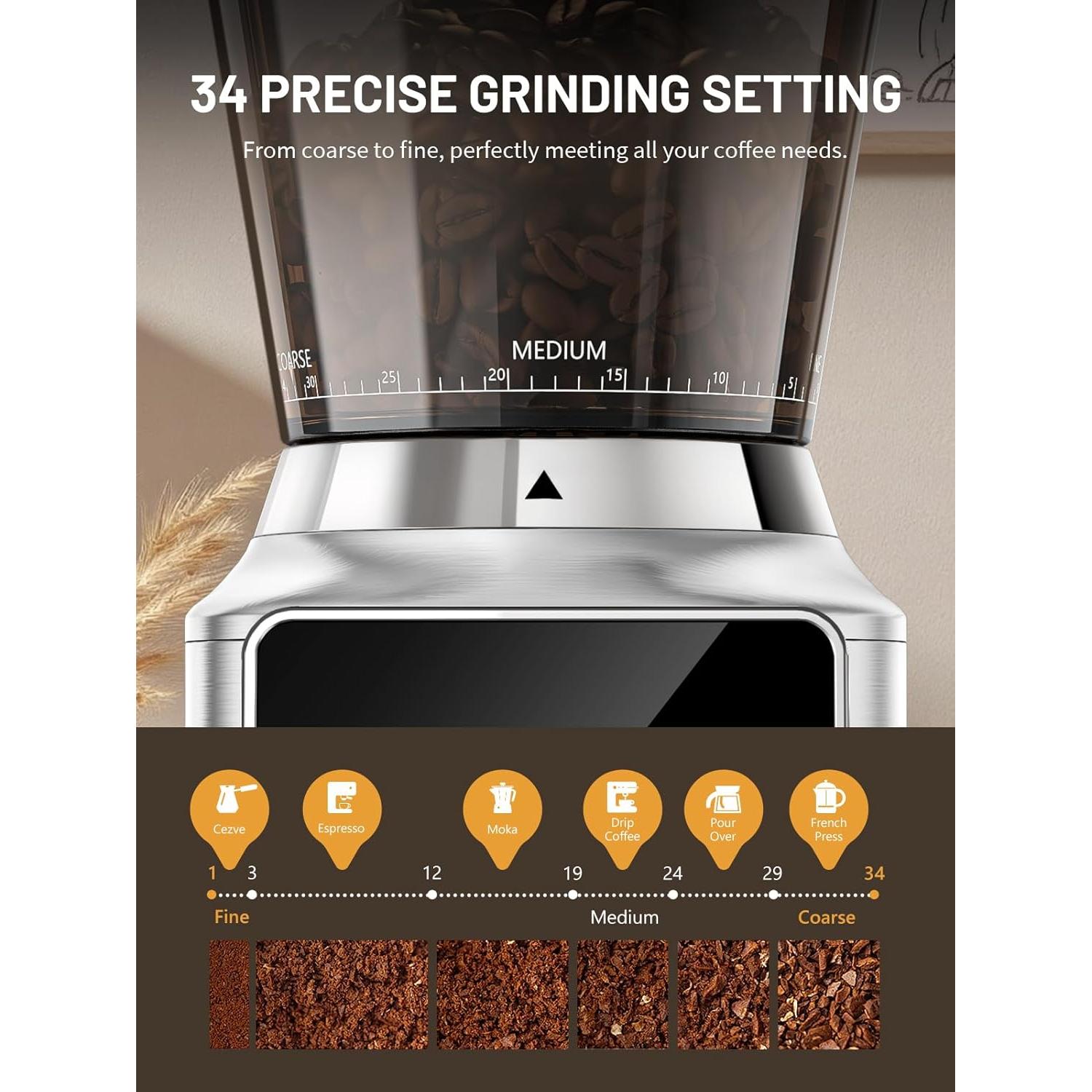 Molinillo de café Keenstar CG-180 con muelas cónicas 34 niveles