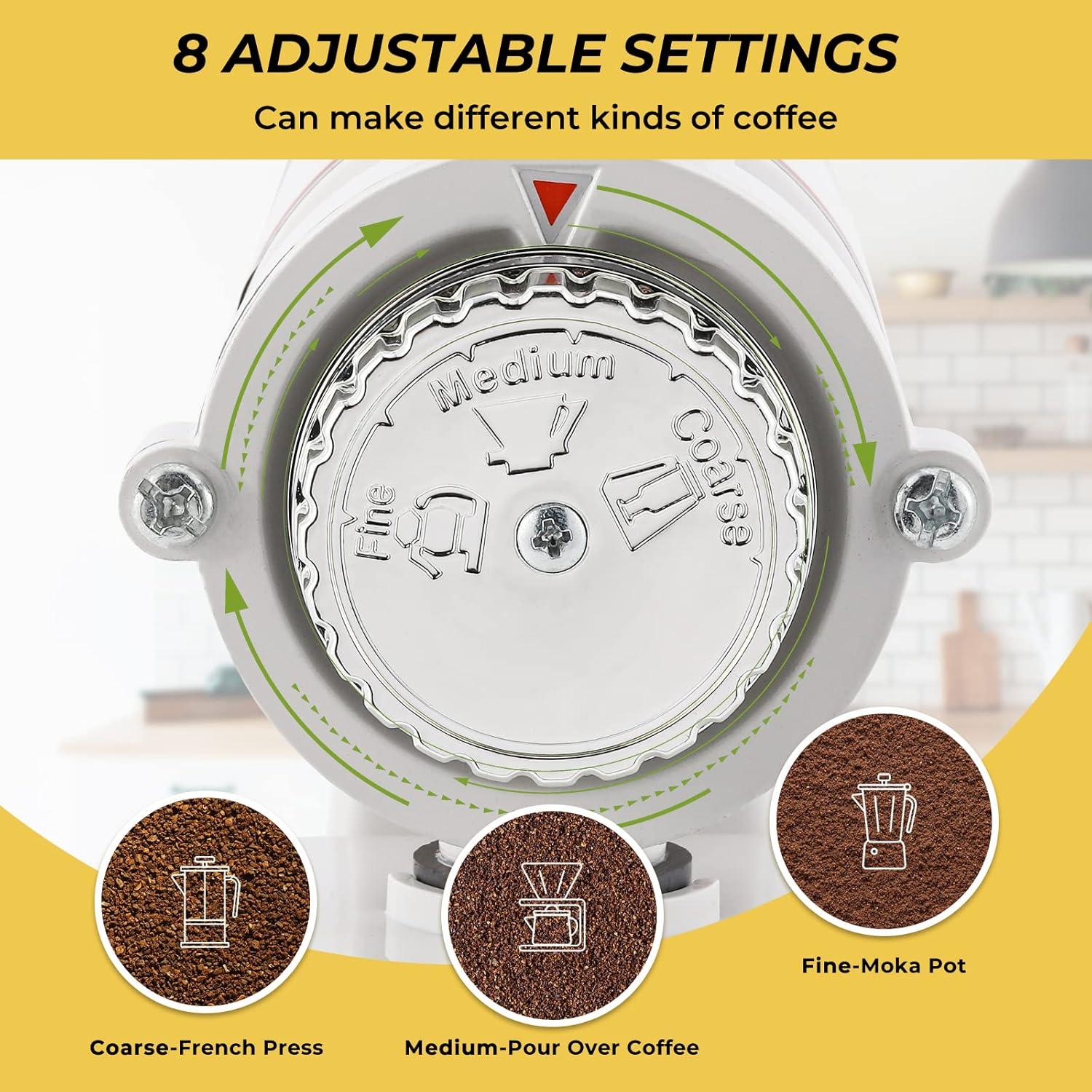 Molino de Café Eléctrico Flyseago Blanco Ajustable 2.99 kg