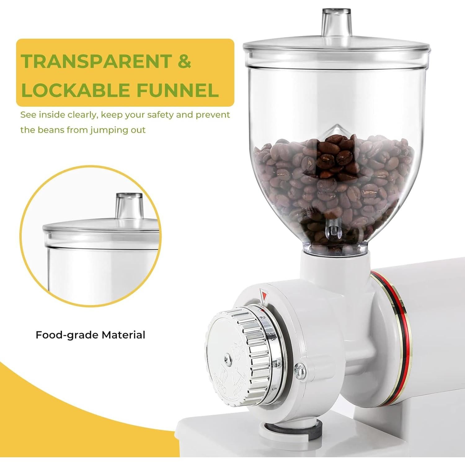 Molino de Café Eléctrico Flyseago Blanco Ajustable 2.99 kg