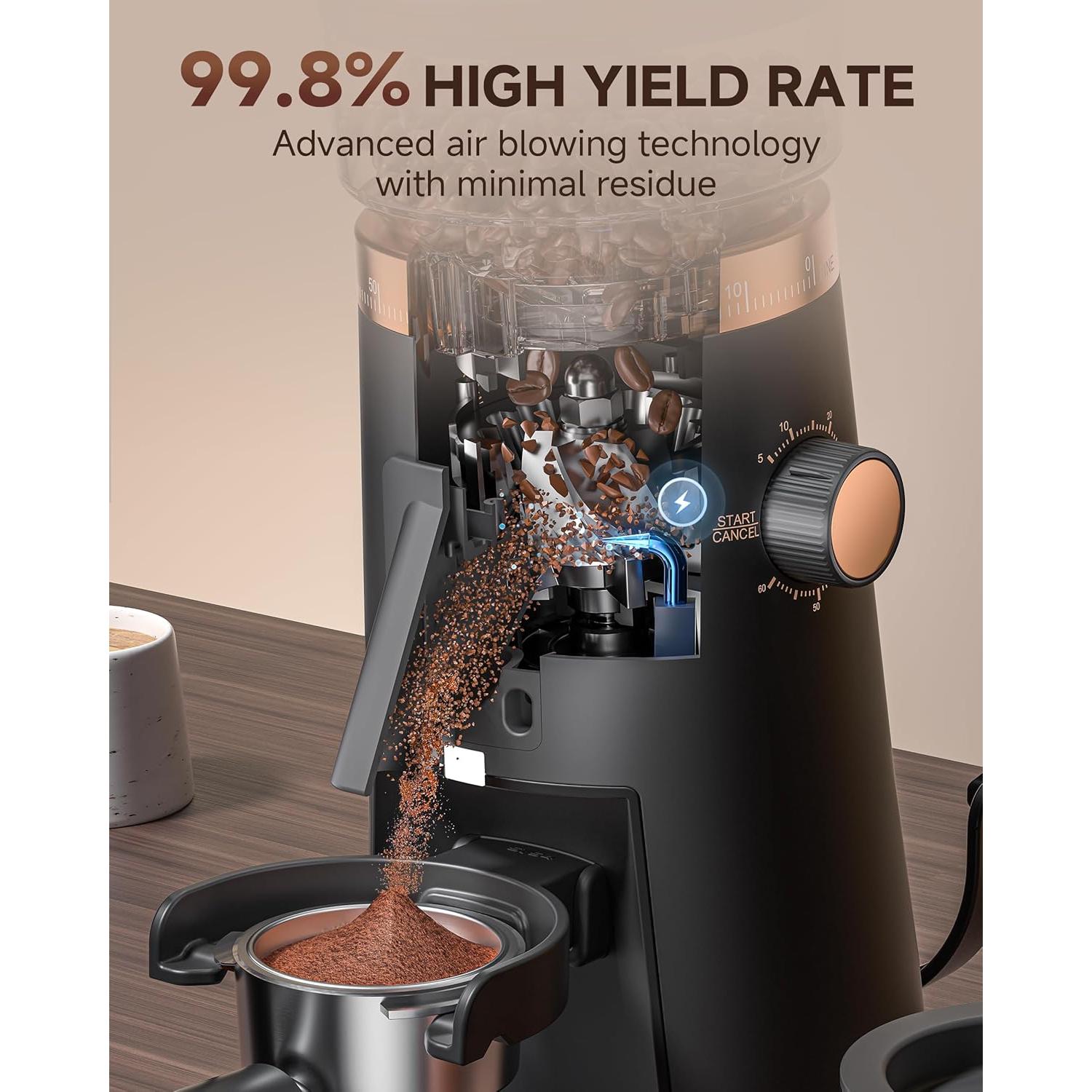 Molinillo de Café AMZCHEF 75 Configuraciones Antiestático