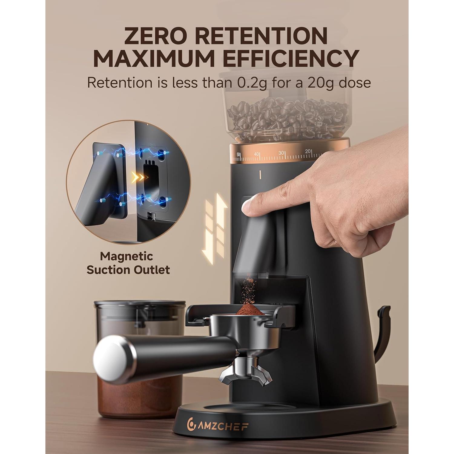 Molinillo de Café AMZCHEF 75 Configuraciones Antiestático