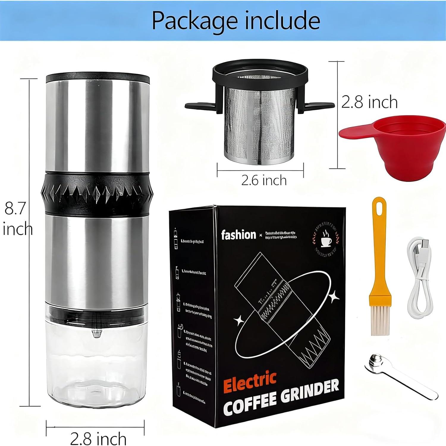 Molinillo de Café Eléctrico Portátil Toycol 220g USB Inoxidable