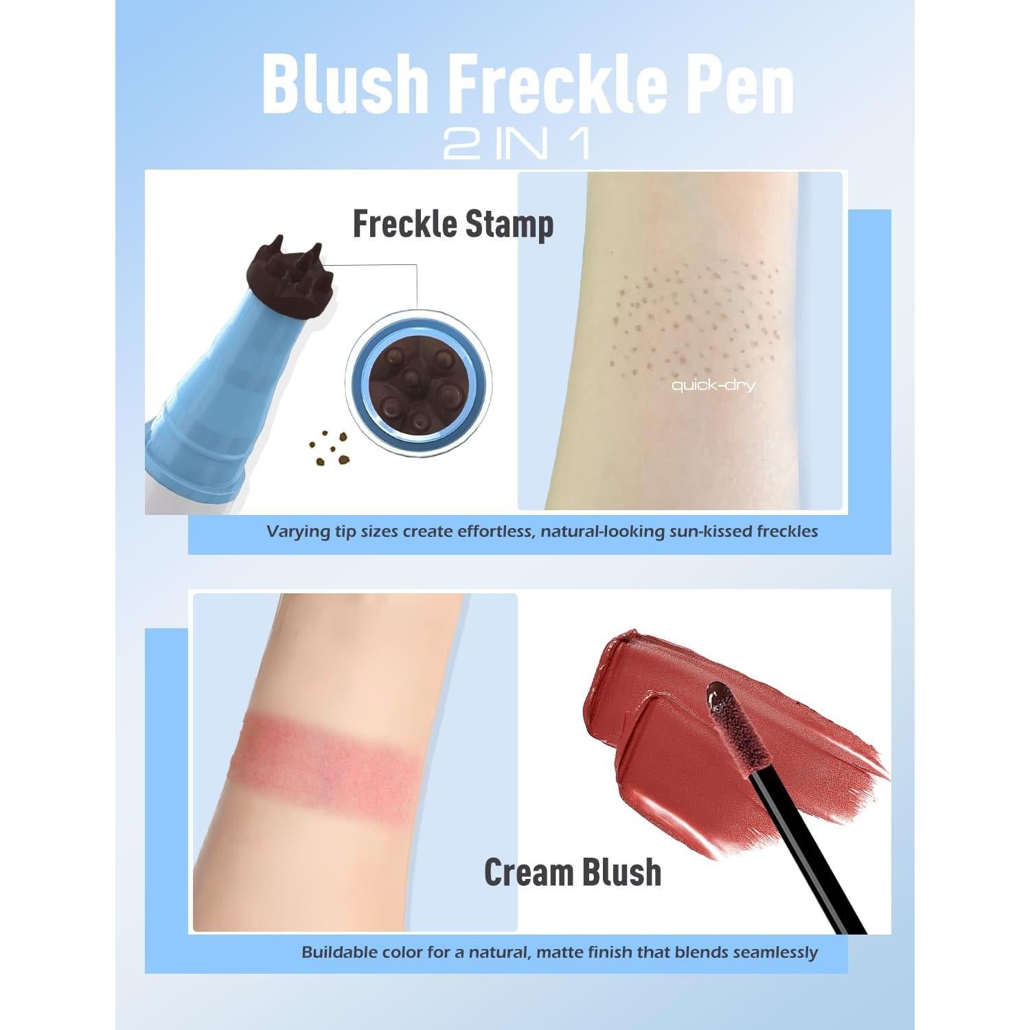 Bolígrafo 2 en 1 Rubor Líquido y Sello de Pecas Wugbc