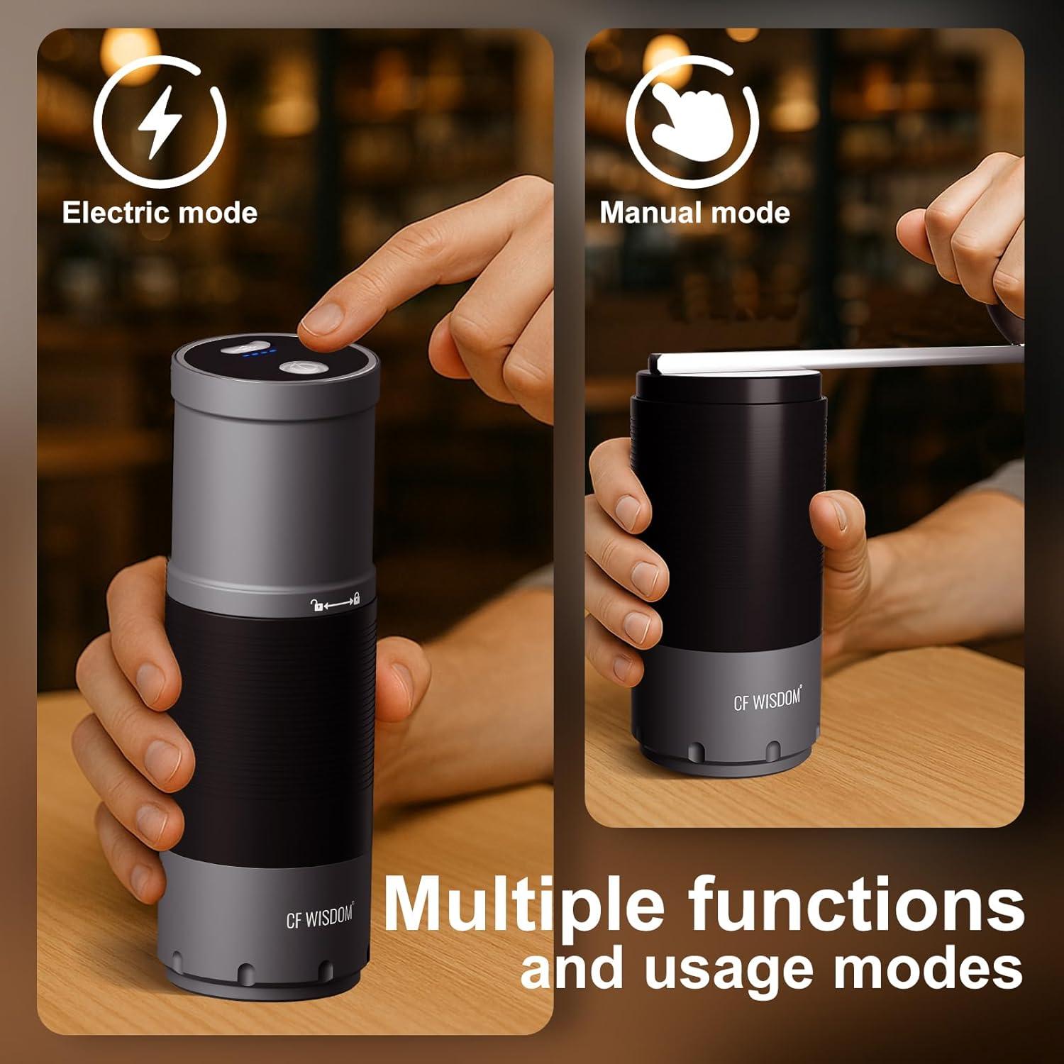 Molino de café eléctrico portátil CF WISDOM 800mAh ajustable