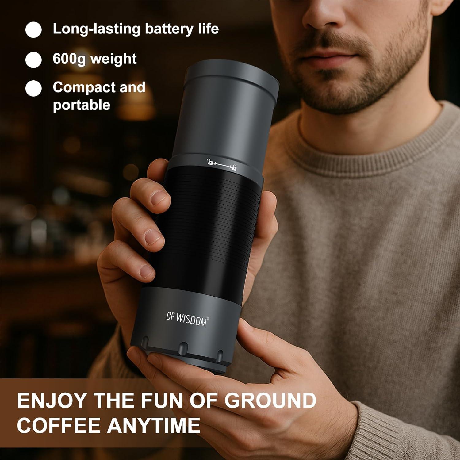 Molino de café eléctrico portátil CF WISDOM 800mAh ajustable