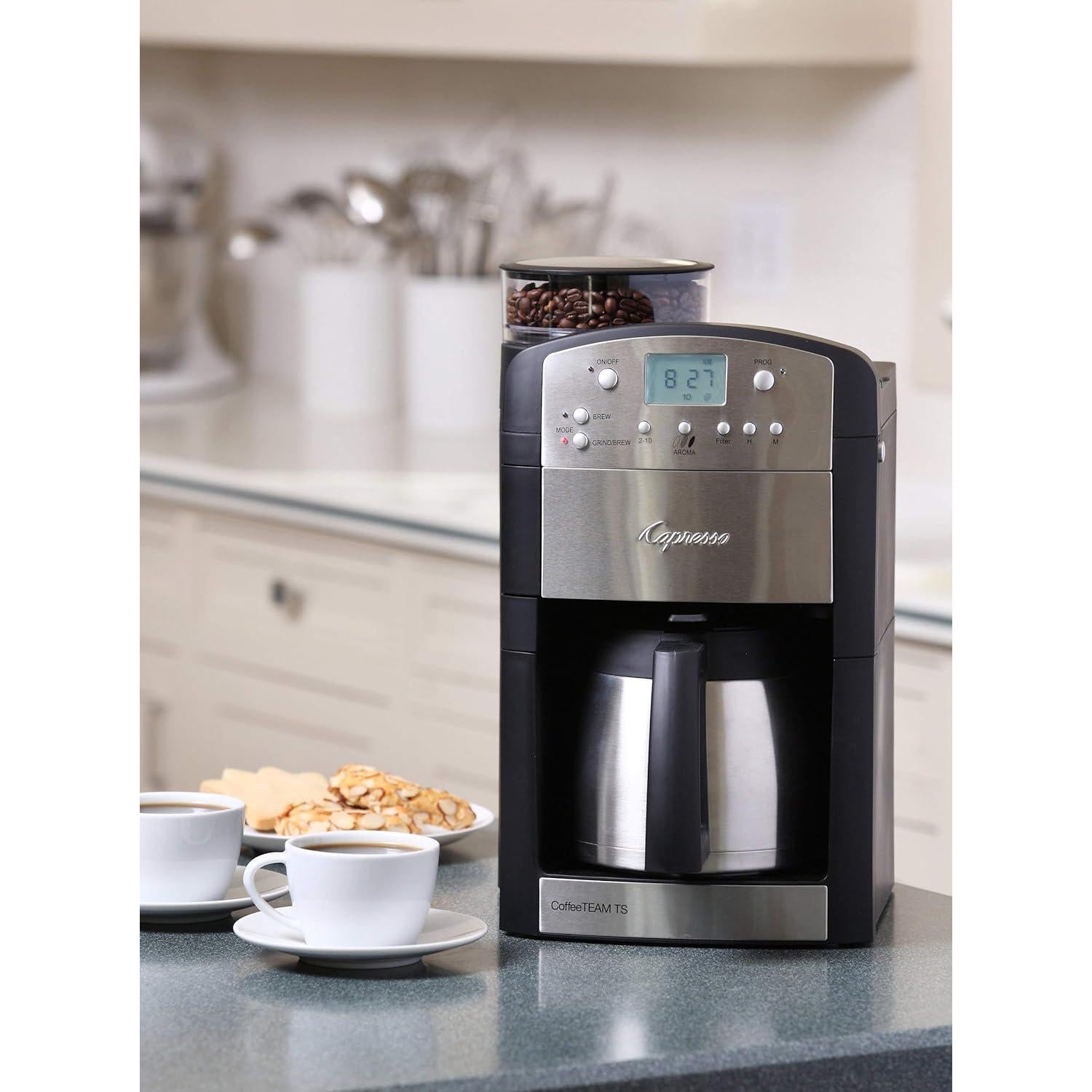 Cafetera Digital Capresso CoffeeTeam TS 10 Tazas con Molinillo