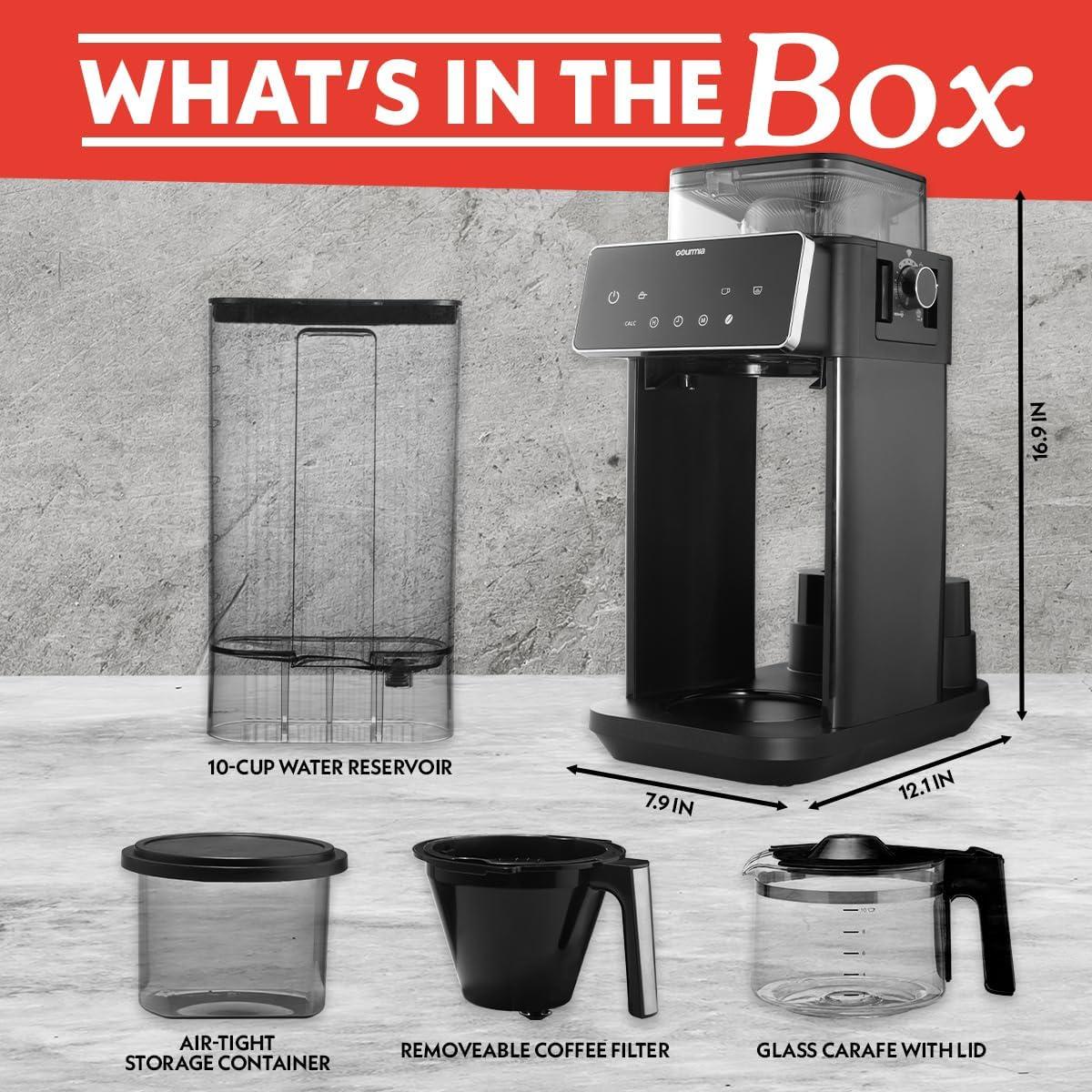 Cafetera Gourmia GCM3130 de 10 Tazas con Molinillo Integrado