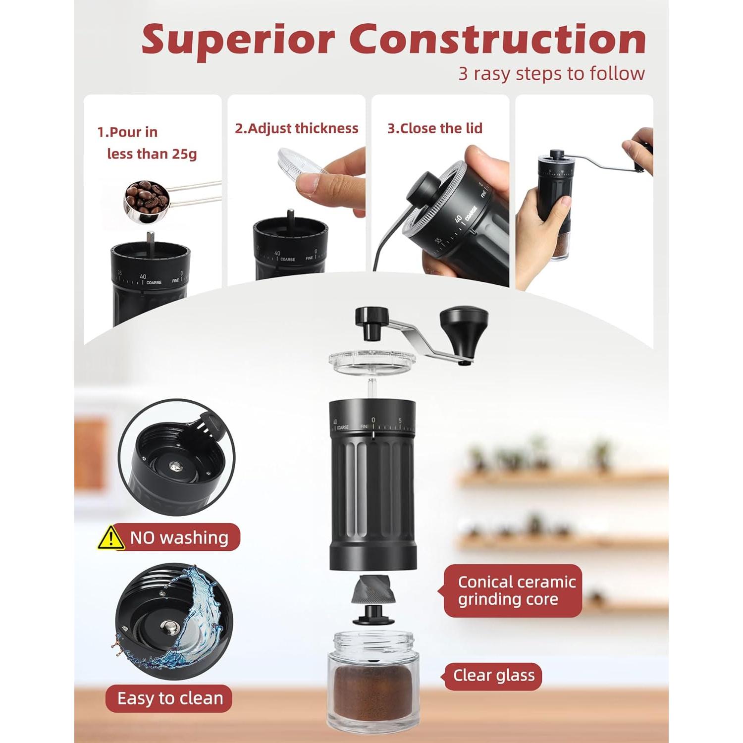 Molino de Café Manual GCCTXC con Muela de Cerámica 380g