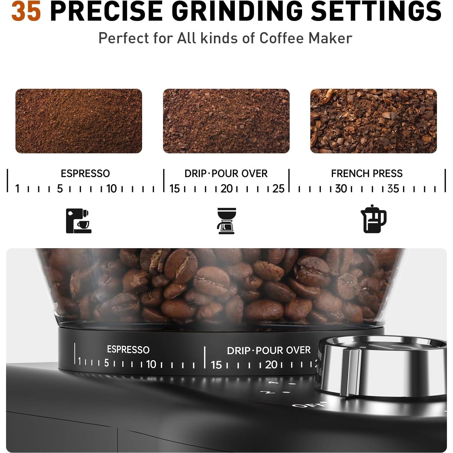 Molino de Café Secura CG9702-UL Acero Inoxidable 35 Niveles