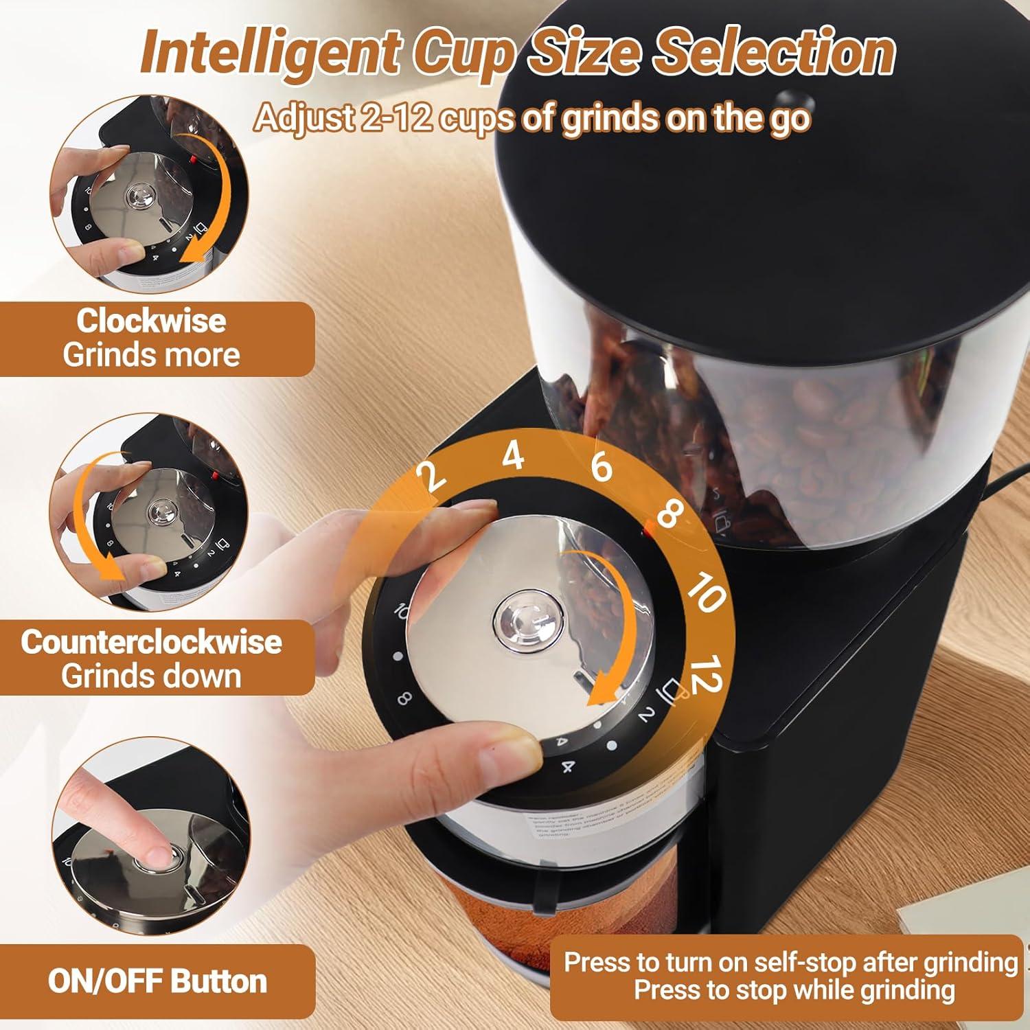 Molino de café eléctrico Vaolvpant 25 configuraciones 250g