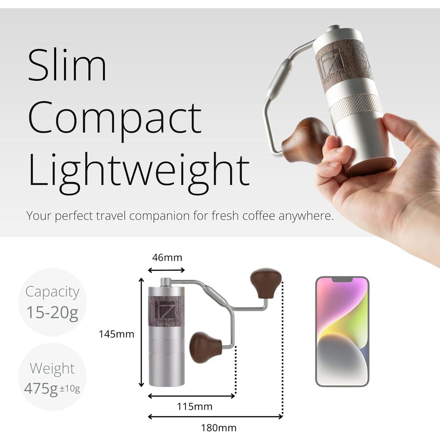 Molinillo de Café Manual 1Zpresso Q Acero Inoxidable Portátil