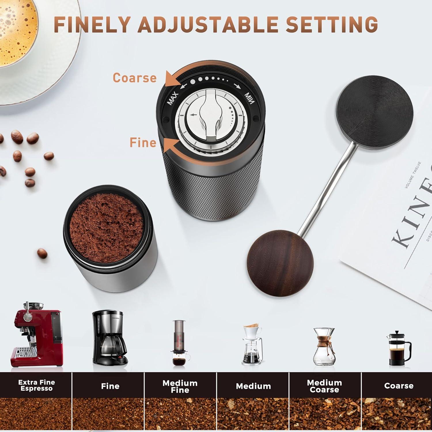 Molino de Café Manual KitchenBoss G541, Acero Inoxidable, 25g