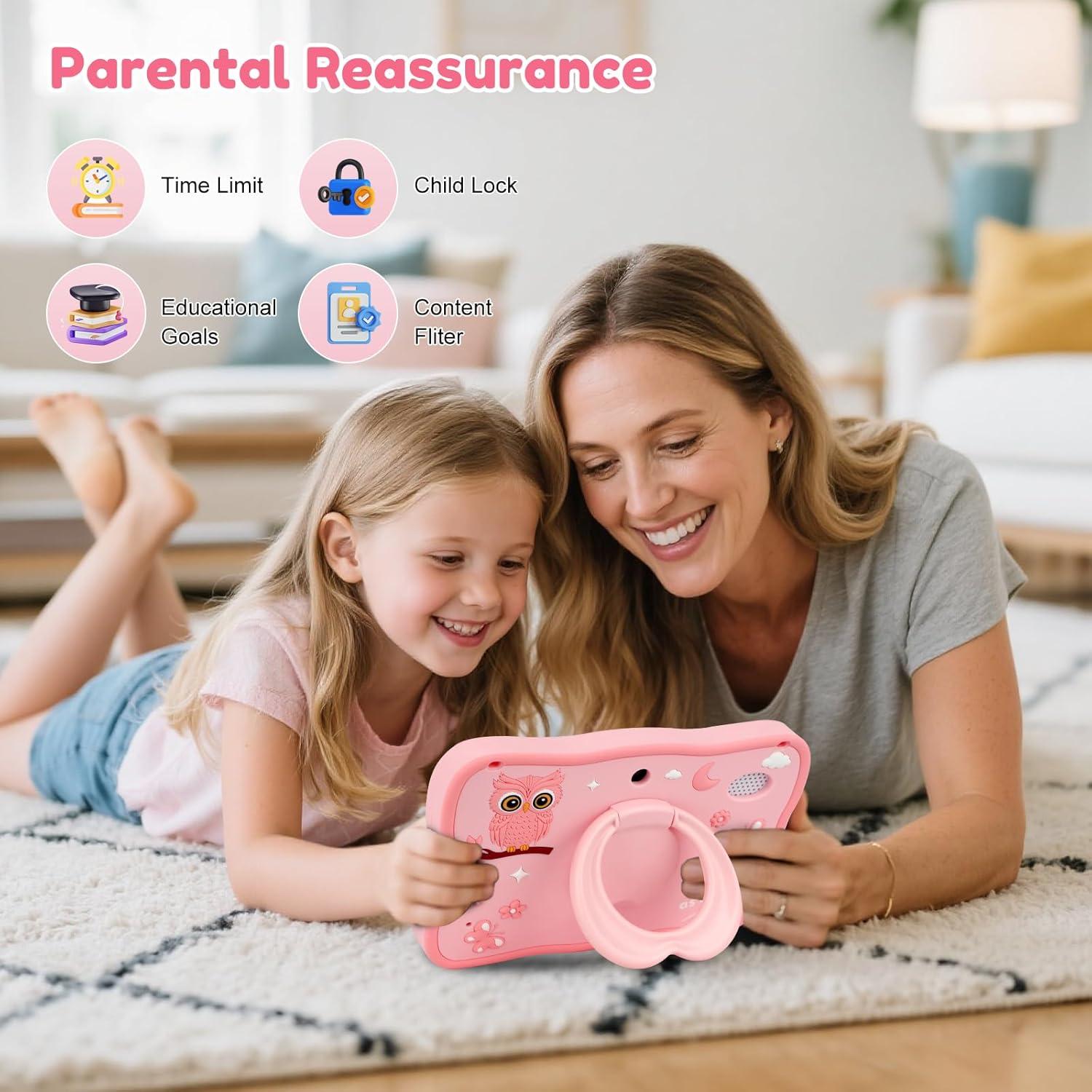 Tableta Educativa para Niños TOPELOTEK 7" Rosa con Funda