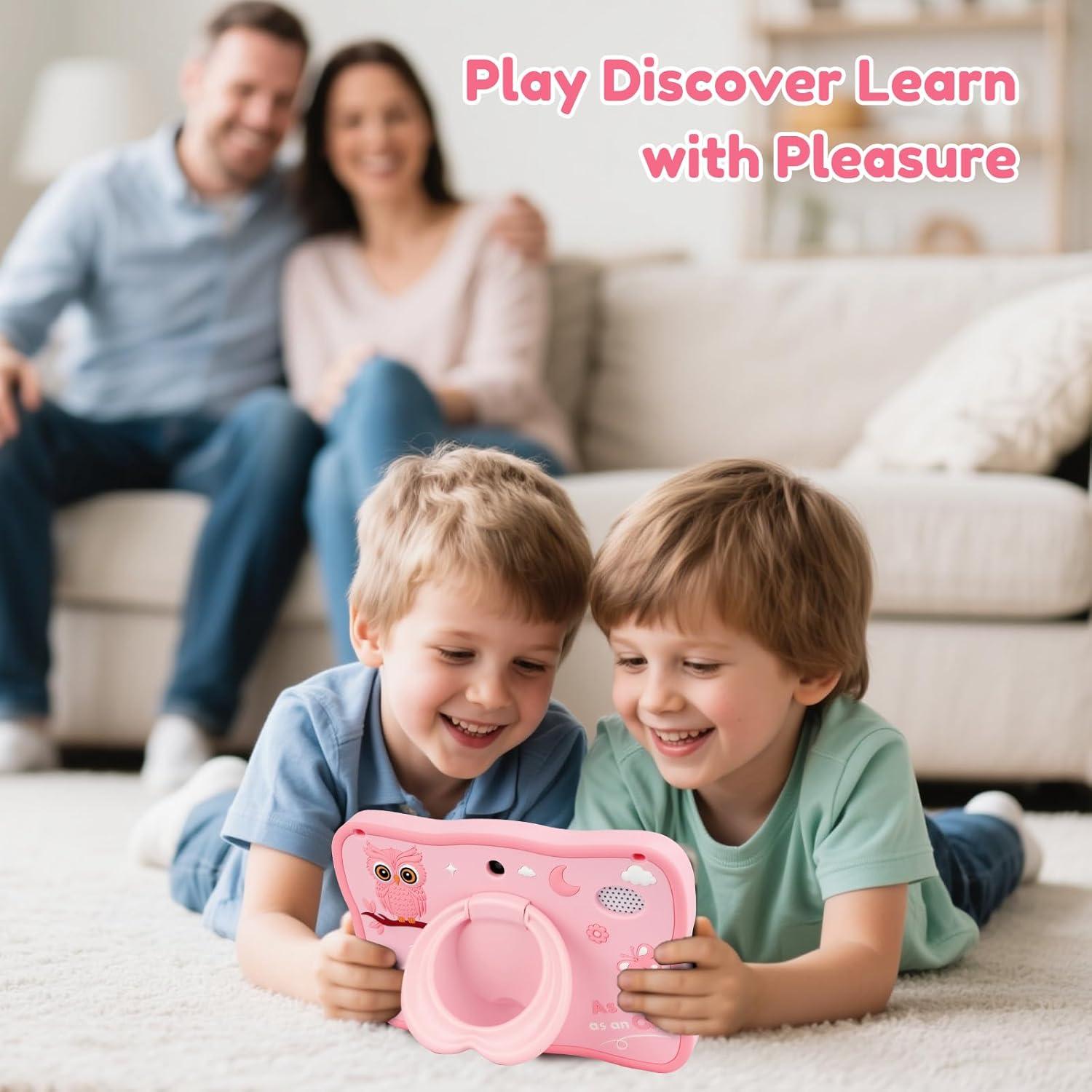 Tableta Educativa para Niños TOPELOTEK 7" Rosa con Funda