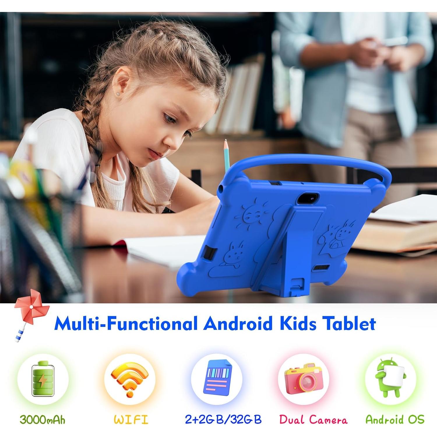 Tableta para Niños ICONLINK 7" 32GB Android con Funda Azul