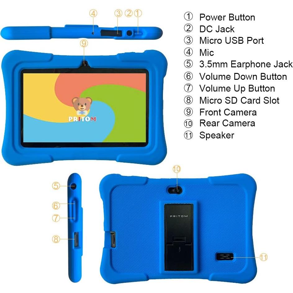 Tableta PRITOM K7 para Niños 7" Android 13 32GB WiFi Bluetooth