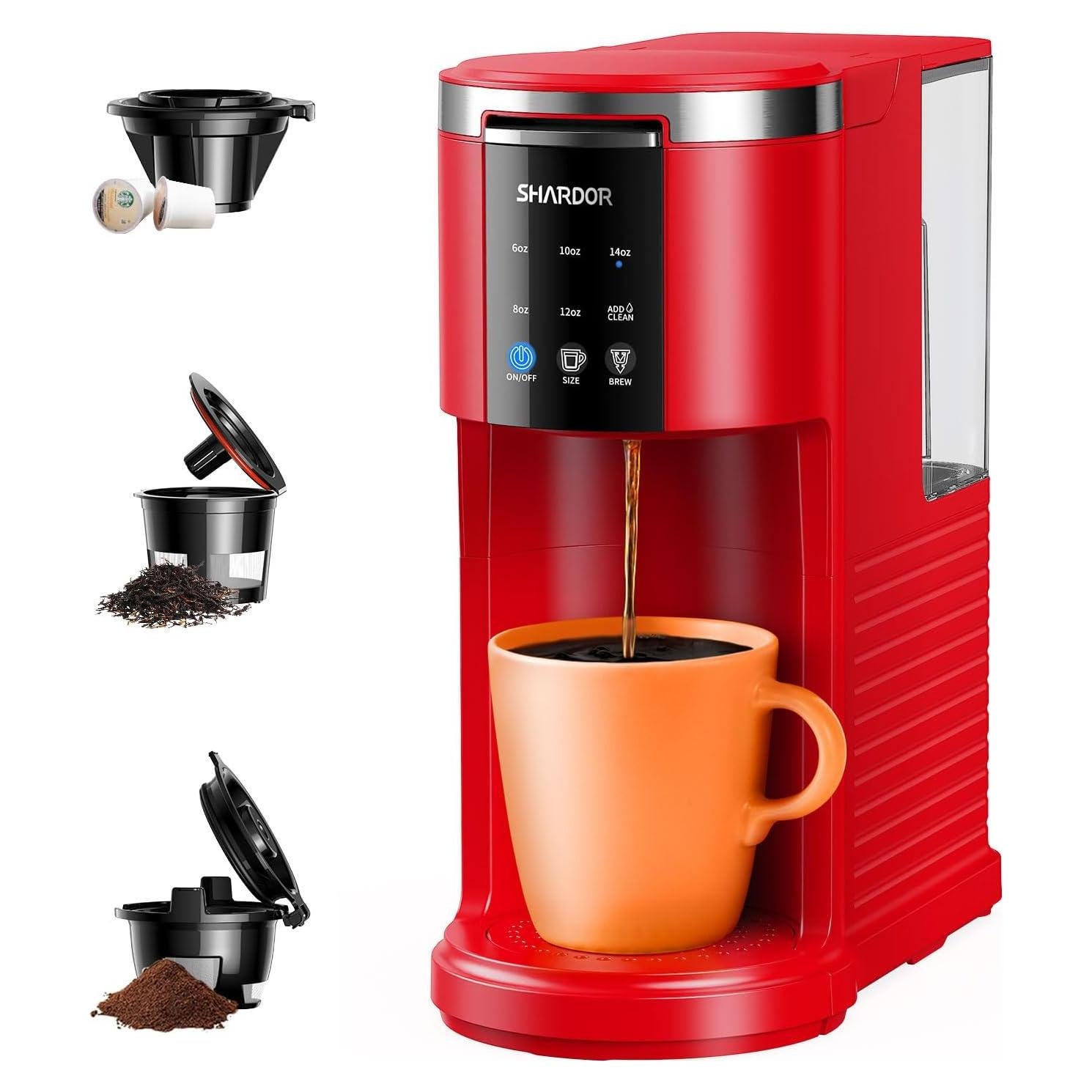 Cafetera 3 en 1 SHARDOR UL-CM9429D, 6-14 oz, Roja