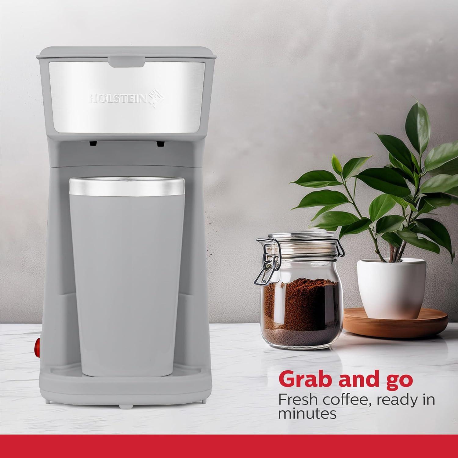 Cafetera Personal Holstein Housewares 414ml Compacta Gris