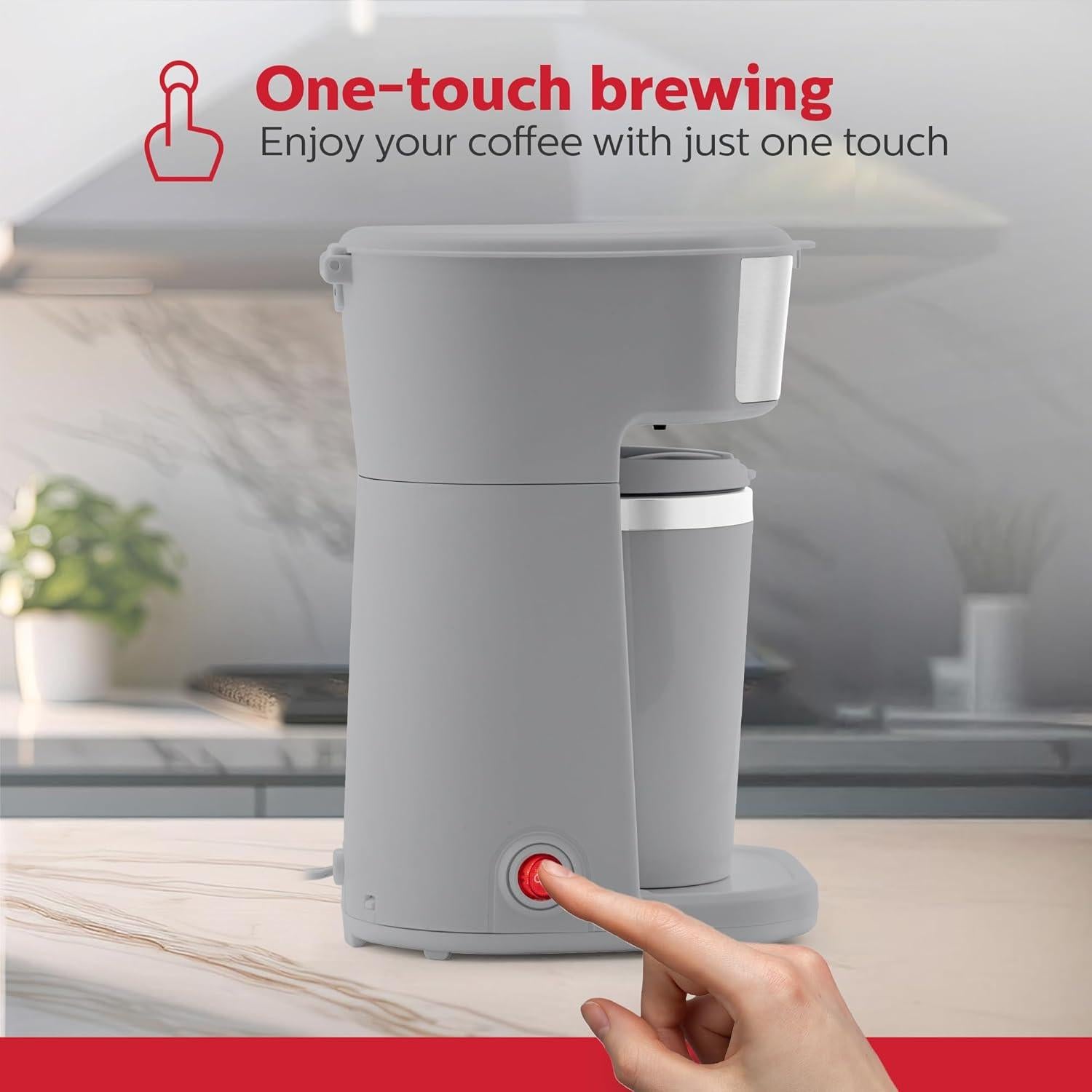 Cafetera Personal Holstein Housewares 414ml Compacta Gris