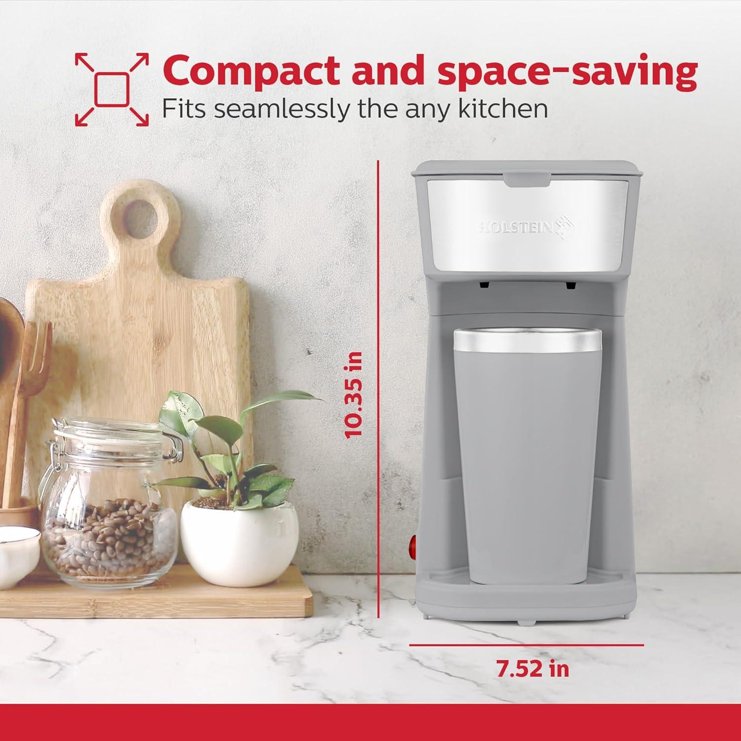 Cafetera Personal Holstein Housewares 414ml Compacta Gris