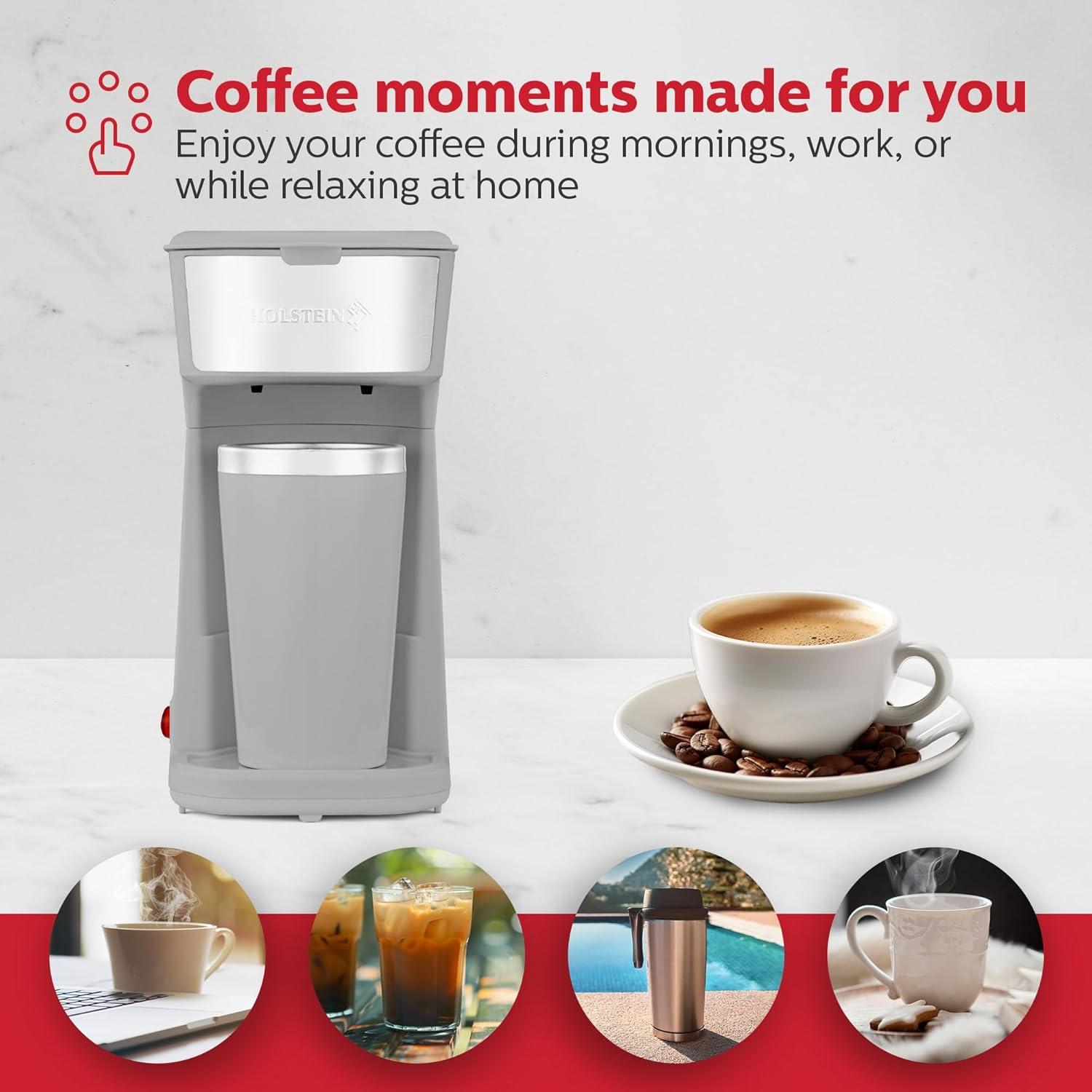 Cafetera Personal Holstein Housewares 414ml Compacta Gris