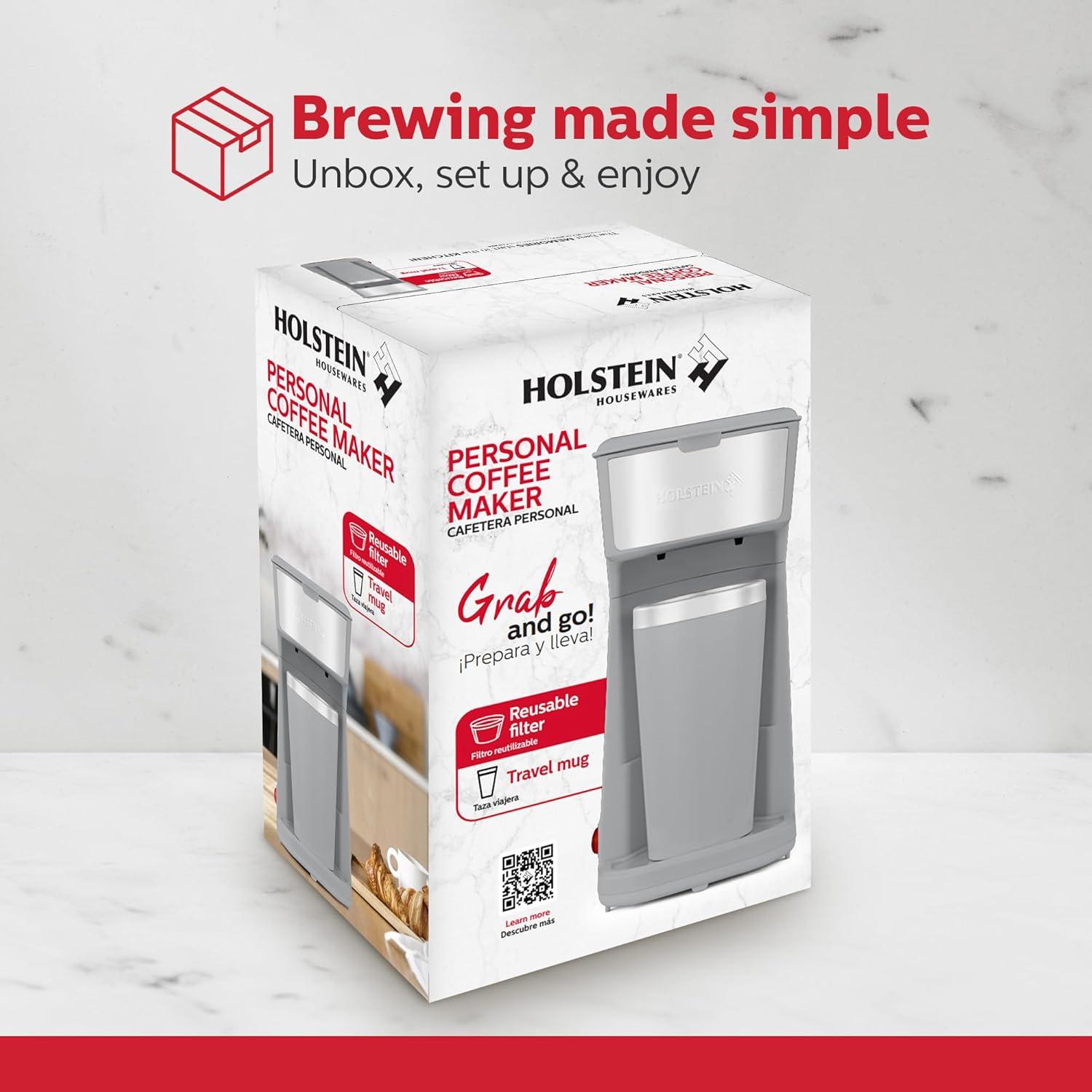 Cafetera Personal Holstein Housewares 414ml Compacta Gris