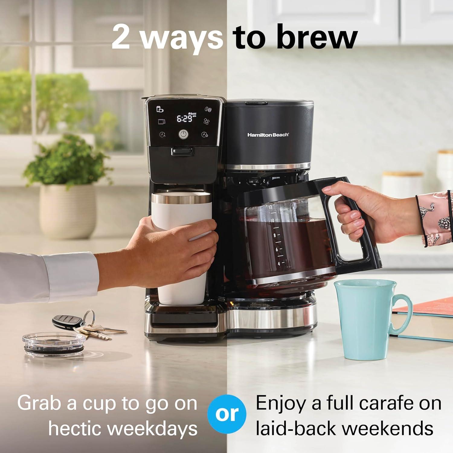 Cafetera Programable Hamilton Beach 2-Vías 12 Tazas Negra