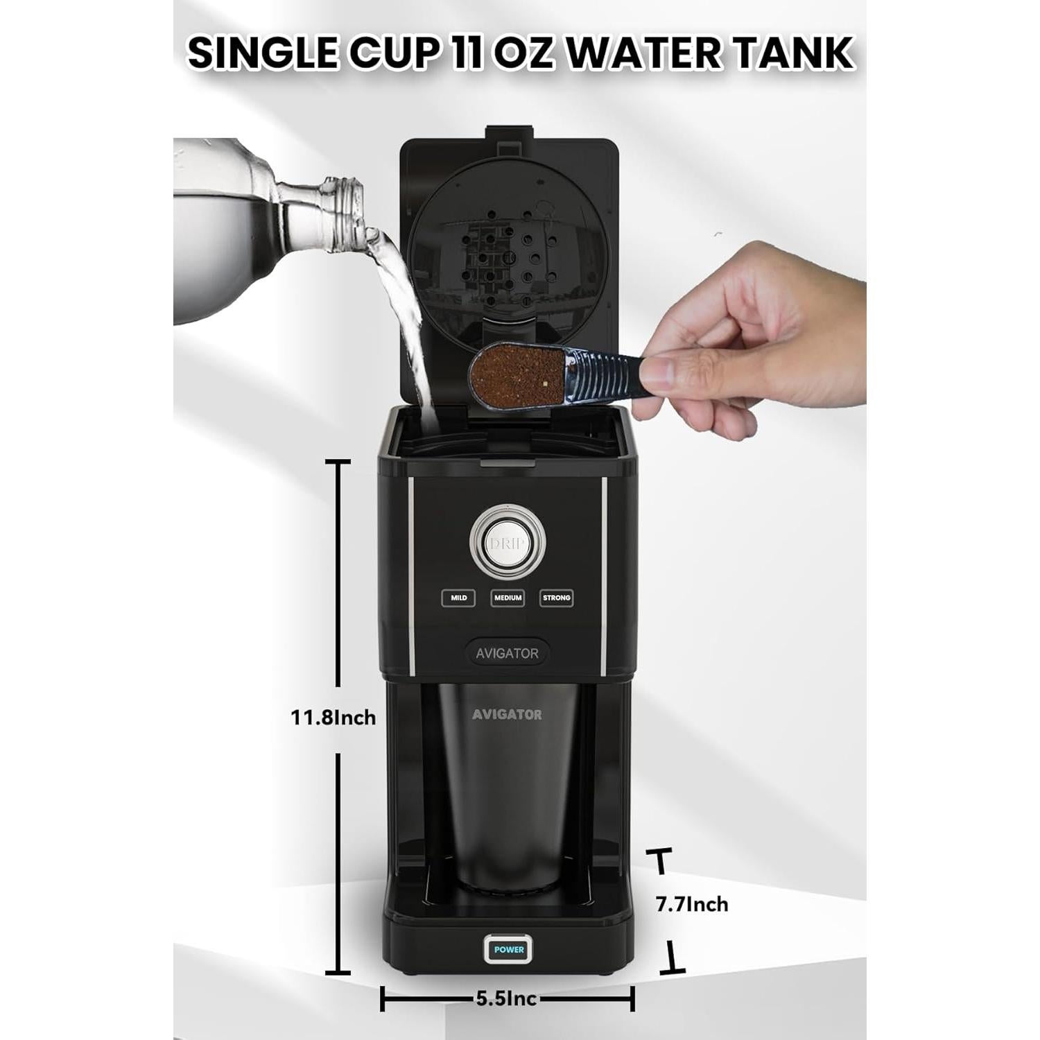 Cafetera portátil Avigator CM1009 con taza térmica 0.33L