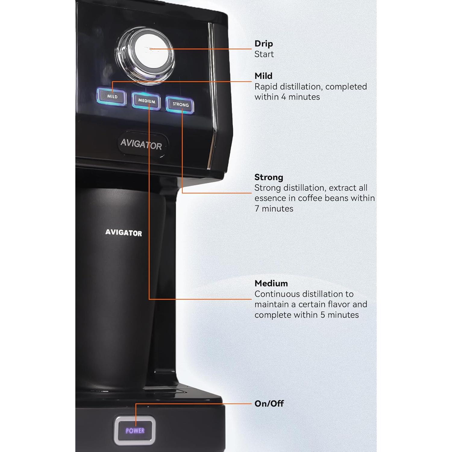 Cafetera portátil Avigator CM1009 con taza térmica 0.33L