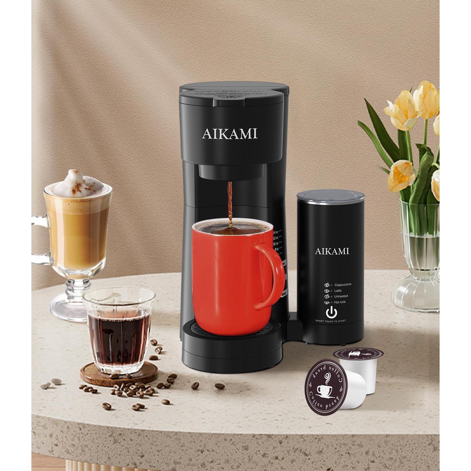 Cafetera AIKAMI 1 Taza con Espumador de Leche 4 en 1