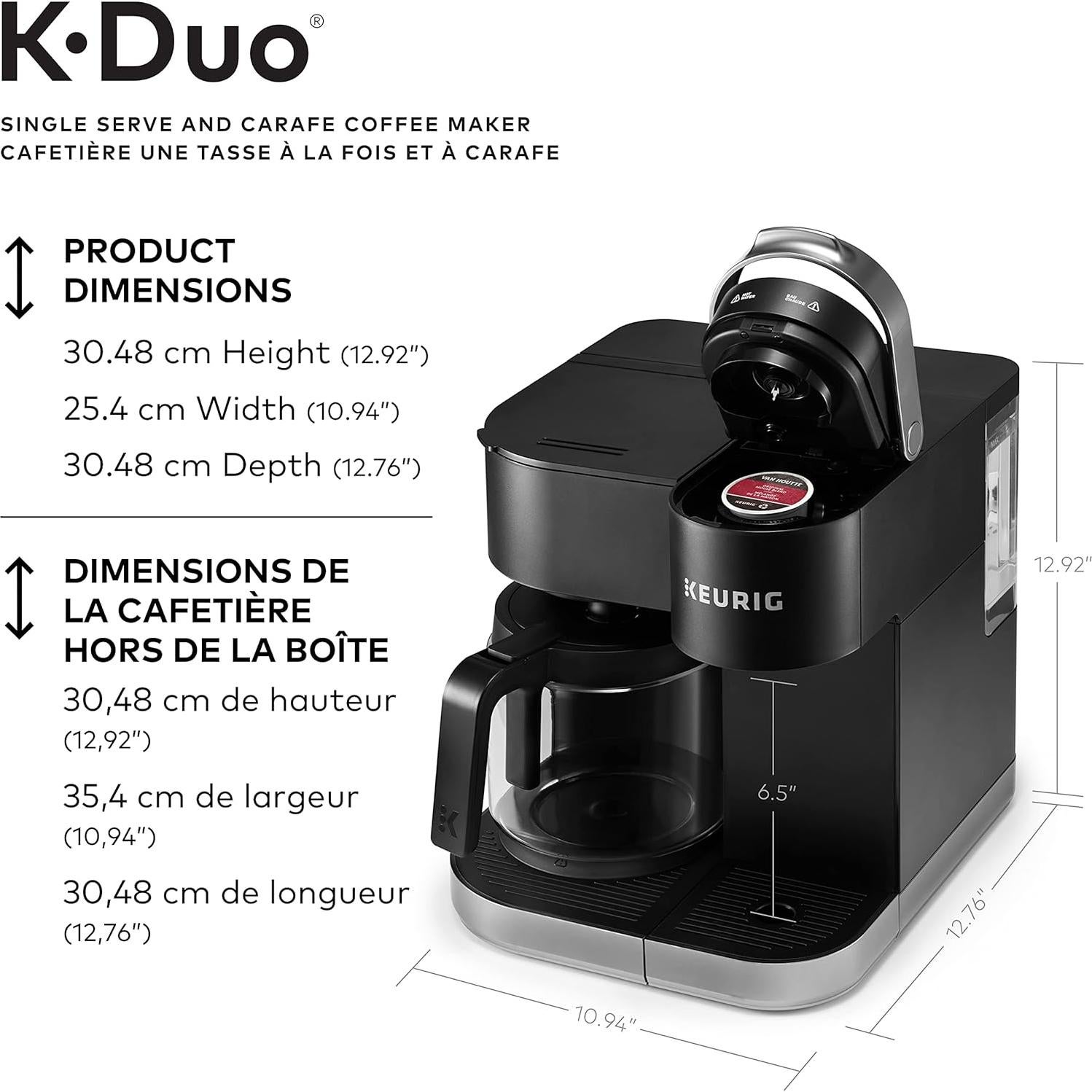 Cafetera de Goteo Keurig K-Duo 1 Taza y Jarra 12 Tazas