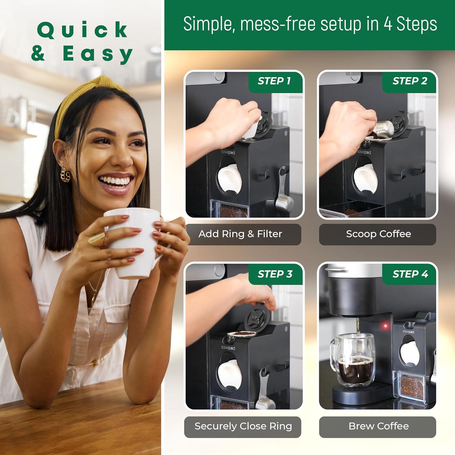 Cápsulas Reutilizables de Café SavePod para Keurig - Negro