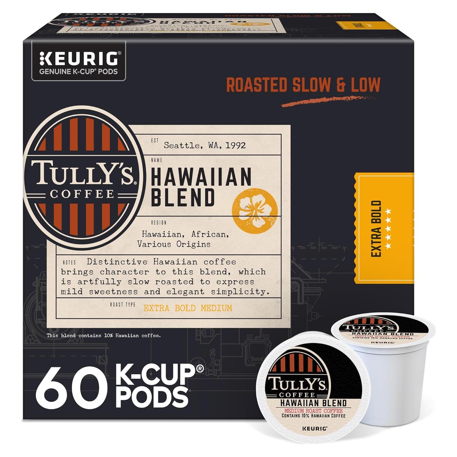 Cápsulas K-Cup Tully's Coffee Mezcla Hawaiana Tostado Medio 60 Unidades