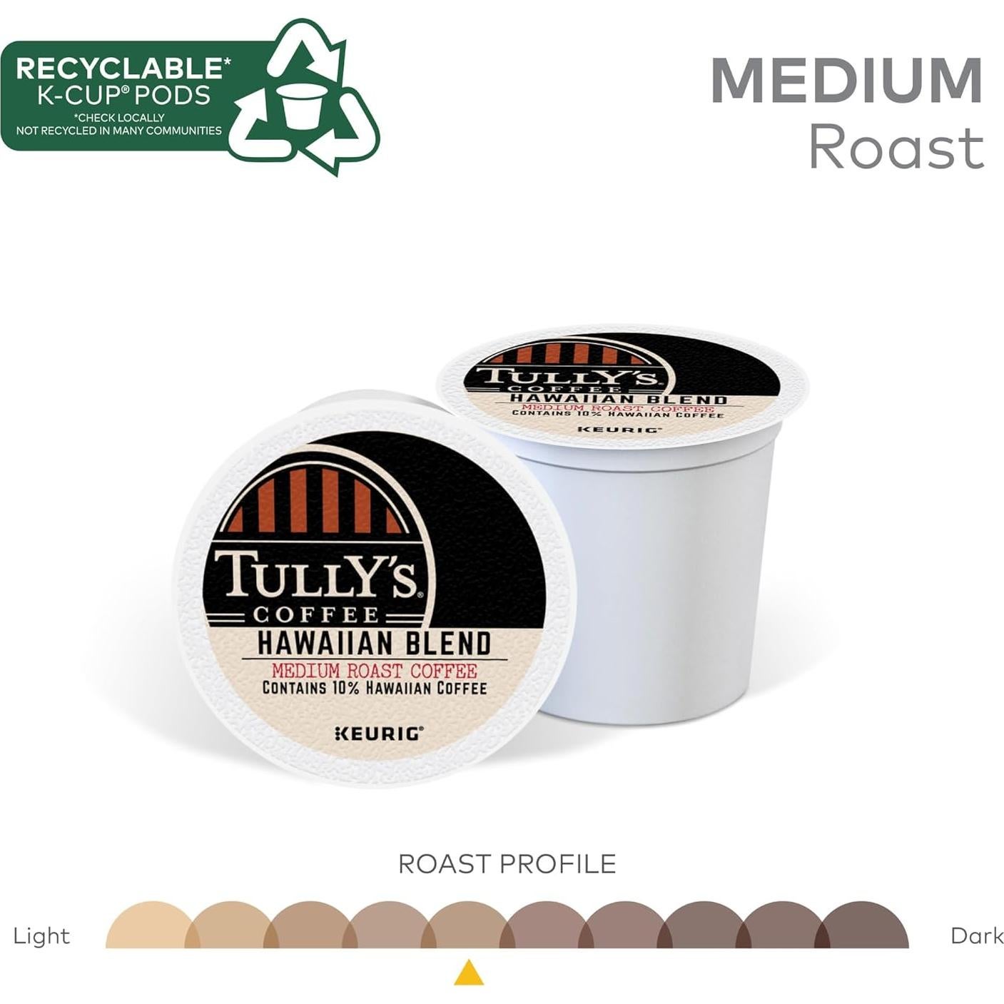 Cápsulas K-Cup Tully's Coffee Mezcla Hawaiana Tostado Medio 60 Unidades