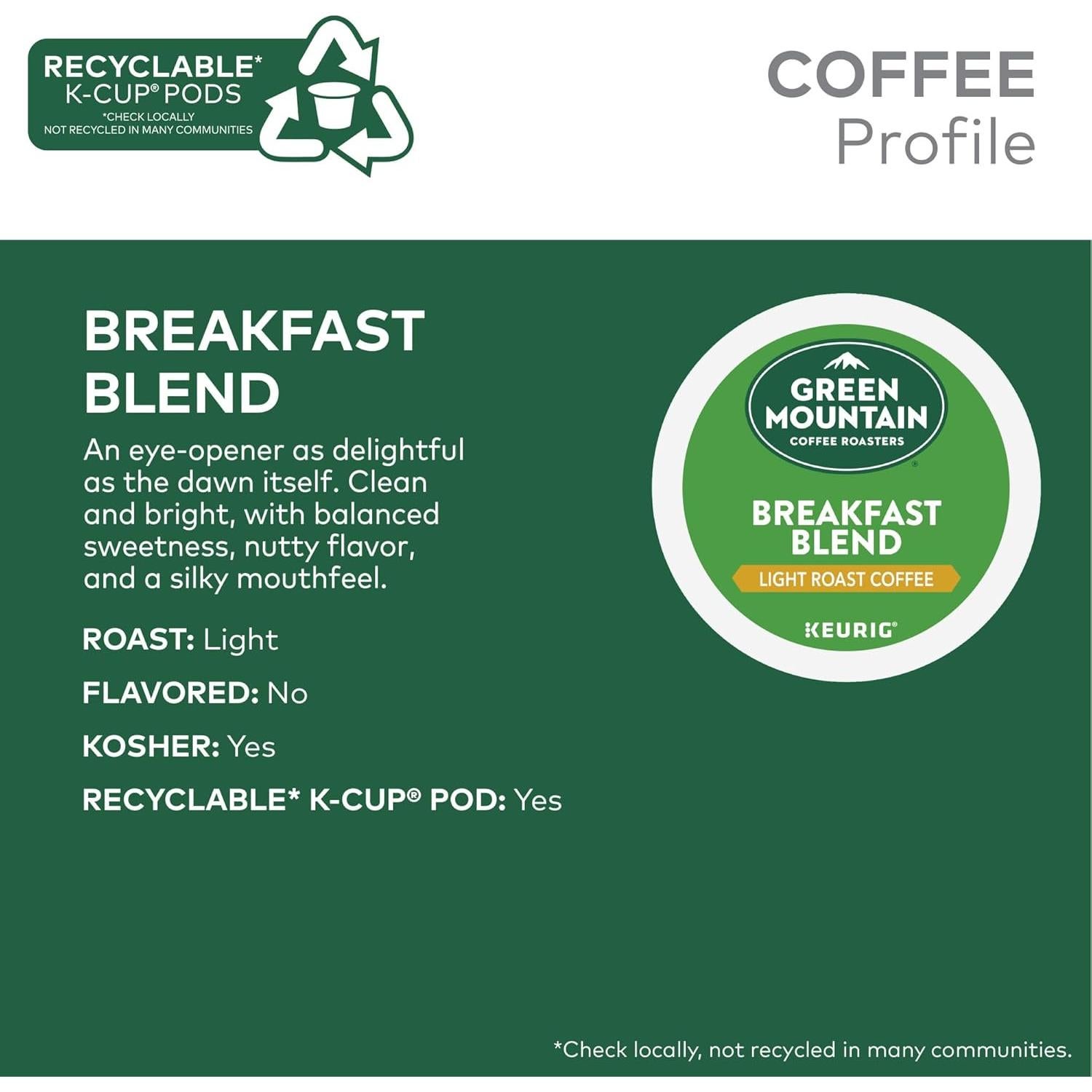 Cápsulas K-Cup Green Mountain Café Mezcla de Desayuno 96 Unidades