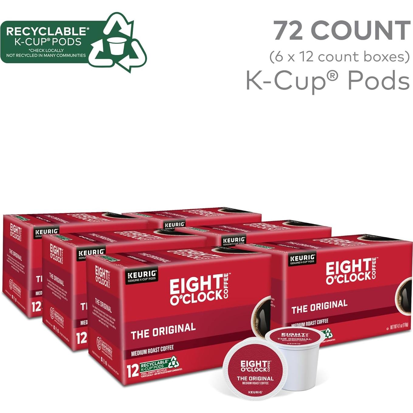 Cafés Eight O'Clock El Original K-Cup Tostado Medio 72 Unidades
