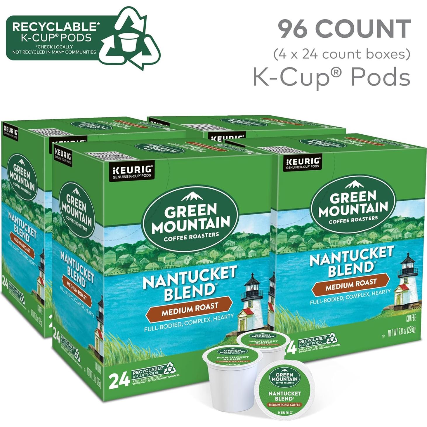 Cápsulas K-Cup Green Mountain Coffee Mezcla Nantucket 96 Unidades