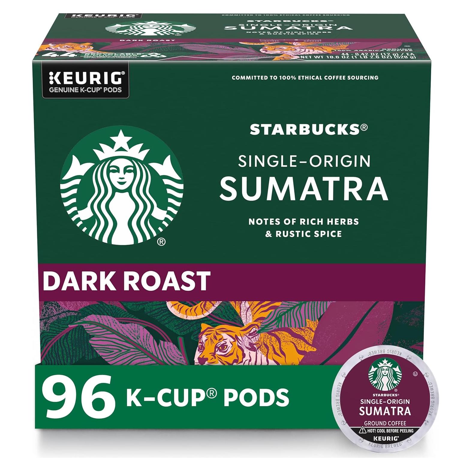 Cápsulas de café K-Cup Starbucks Sumatra 100% arábica 96 unidades