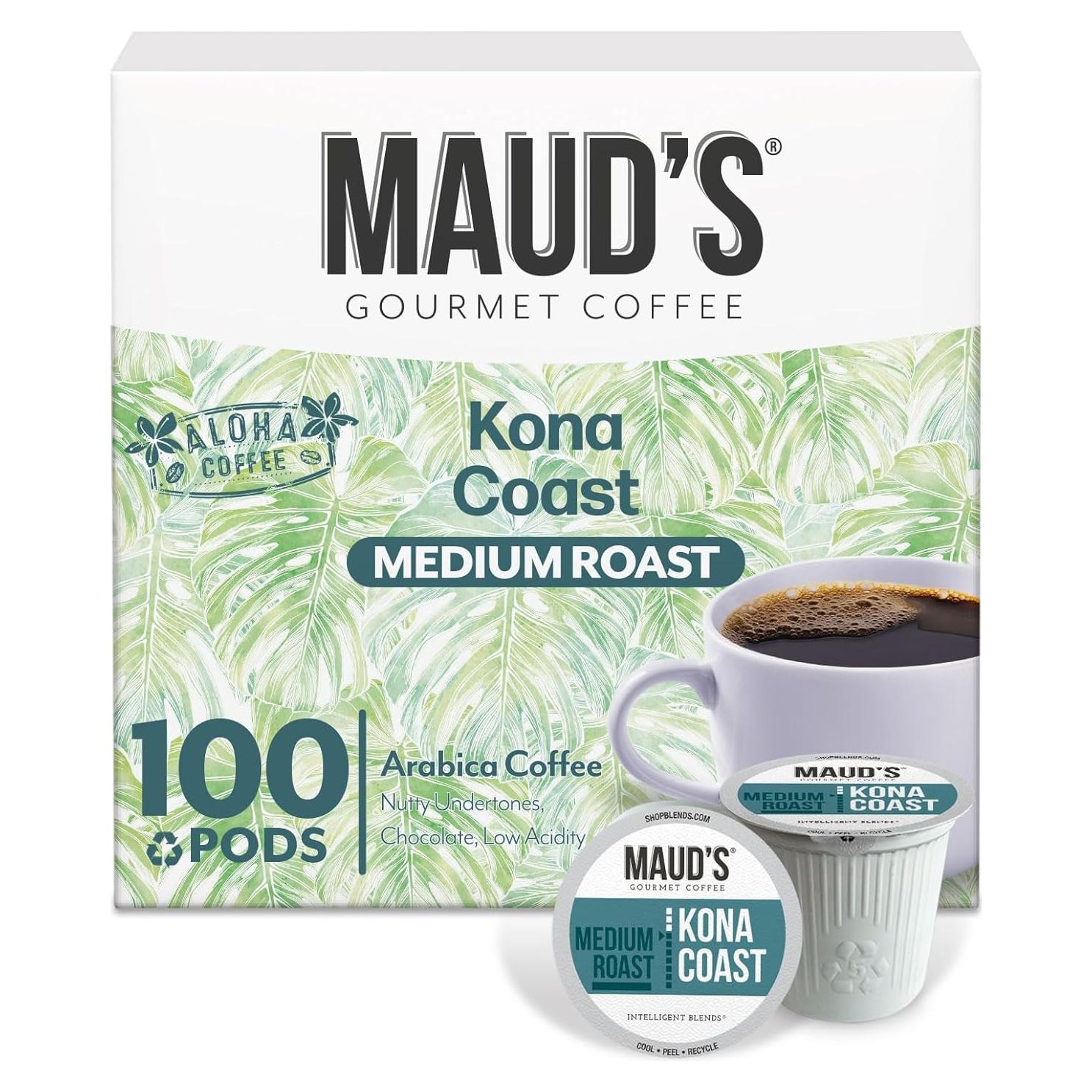 Cápsulas de Café Kona Maud 100% Arábica 100 ct Tostado Medio
