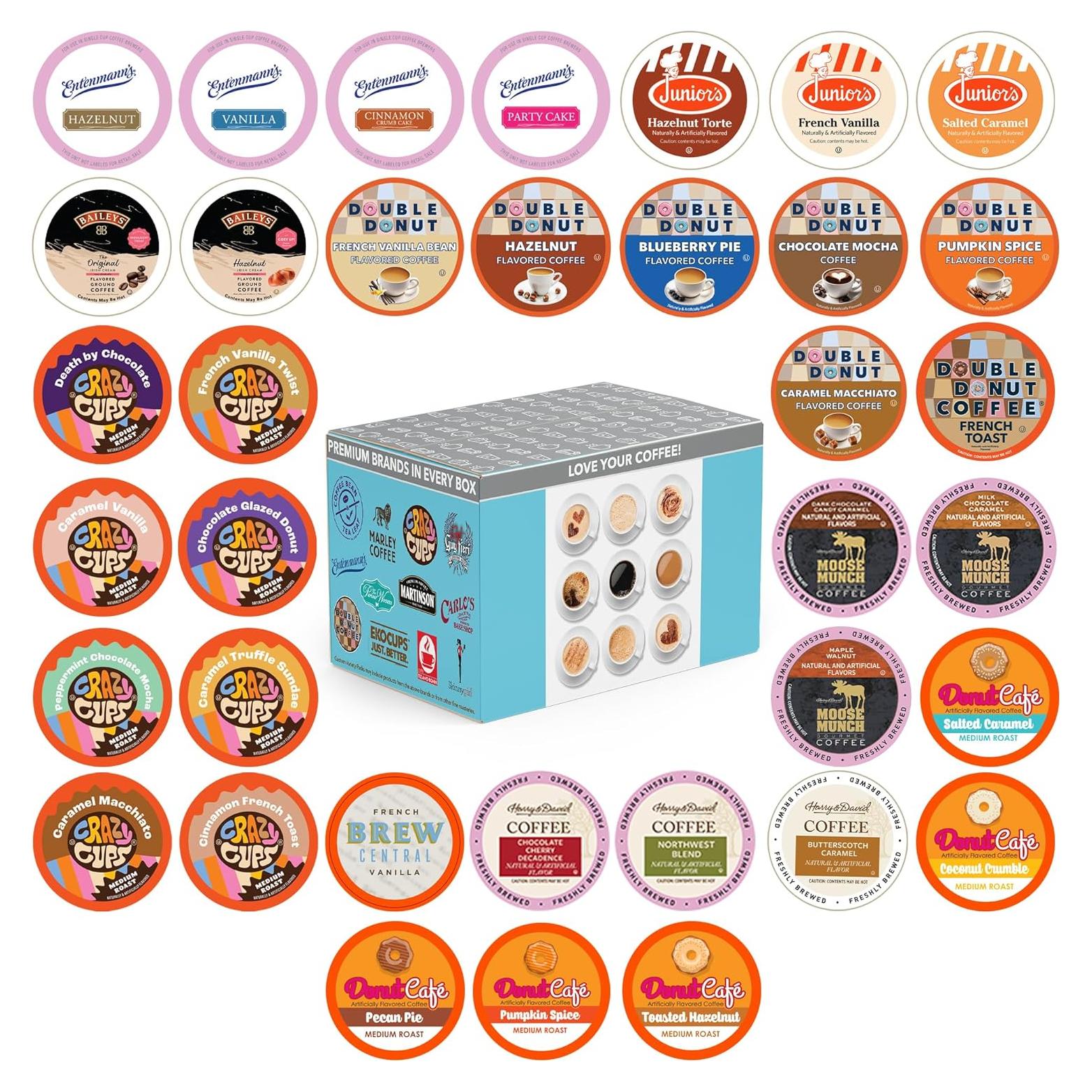 Paquete Variado de 36 Cápsulas de Café Saborizado Crazy Cups
