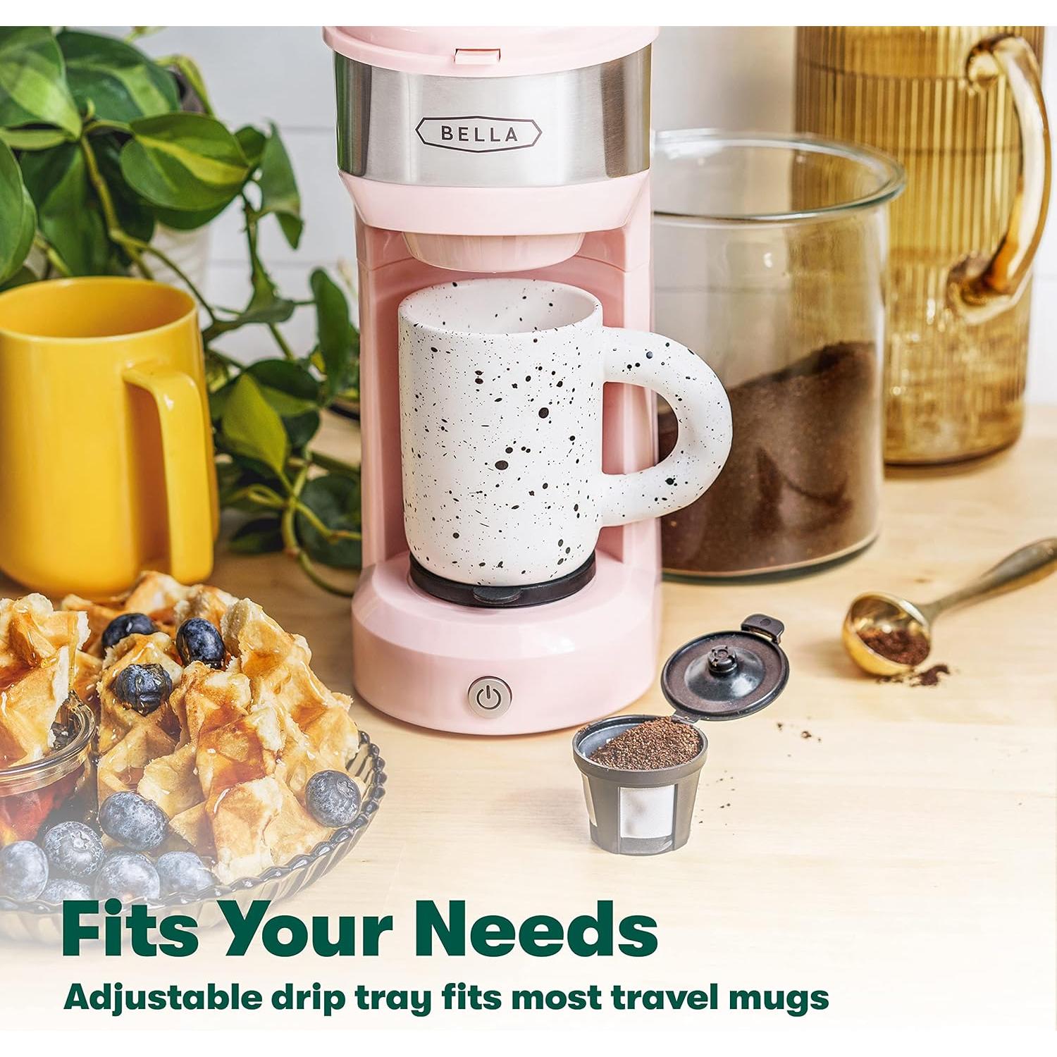 Cafetera BELLA Dual Brew 414ml Rosa - K-Cup y Café Molido