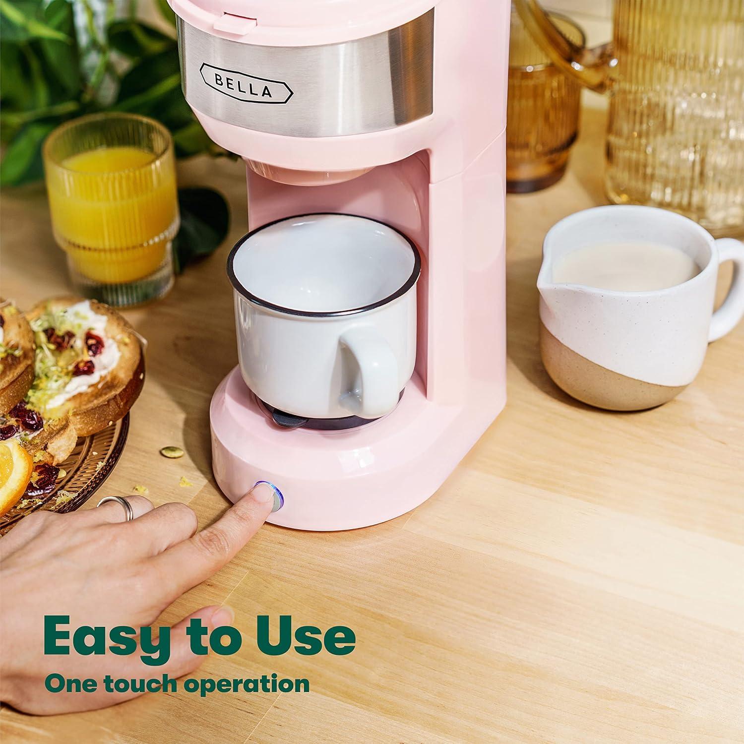 Cafetera BELLA Dual Brew 414ml Rosa - K-Cup y Café Molido