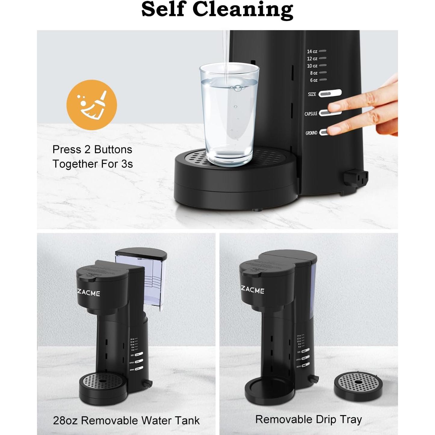 Máquina de café ZACME 3 en 1 con espumador de leche 0.83 L