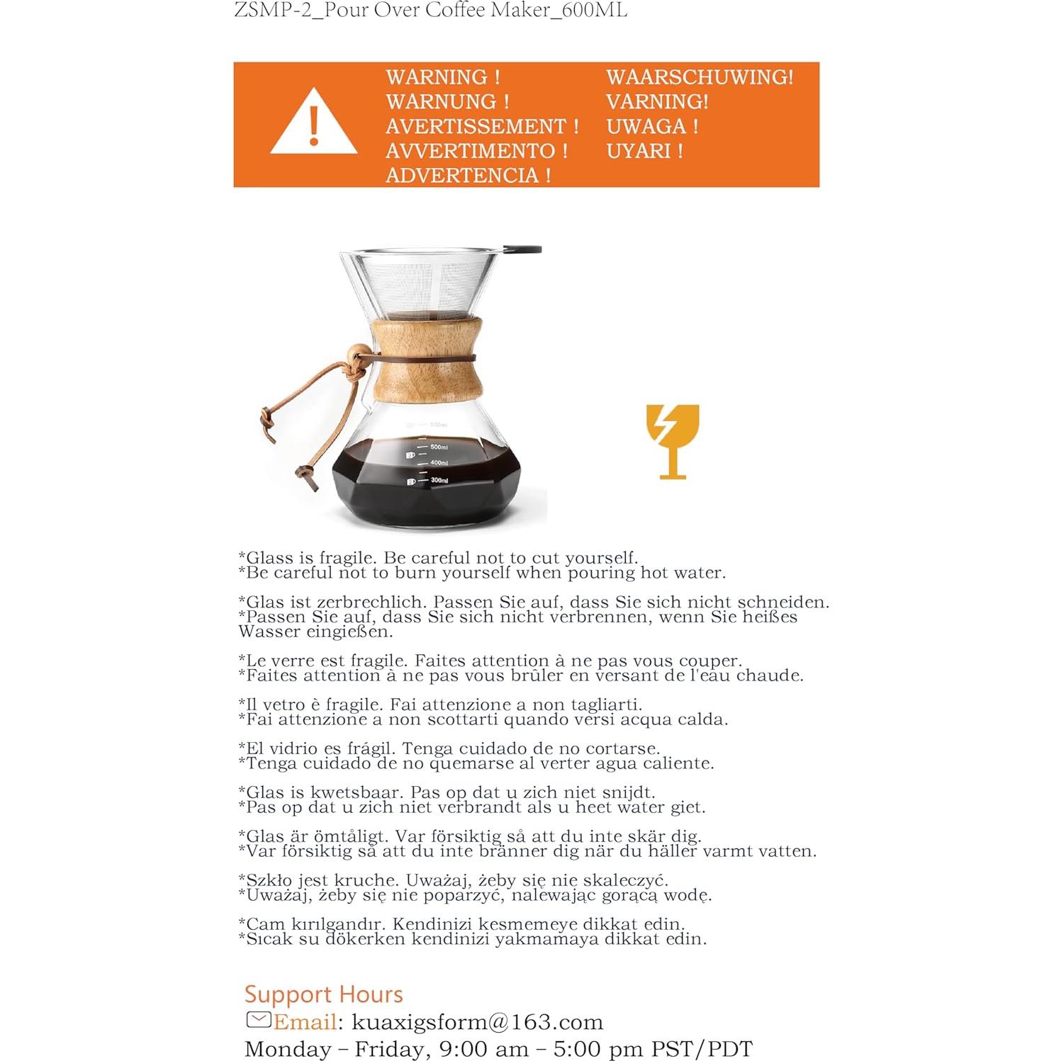 Cafetera de Goteo Lalord ZSMP-2, 600 ml, Filtro Acero Inoxidable